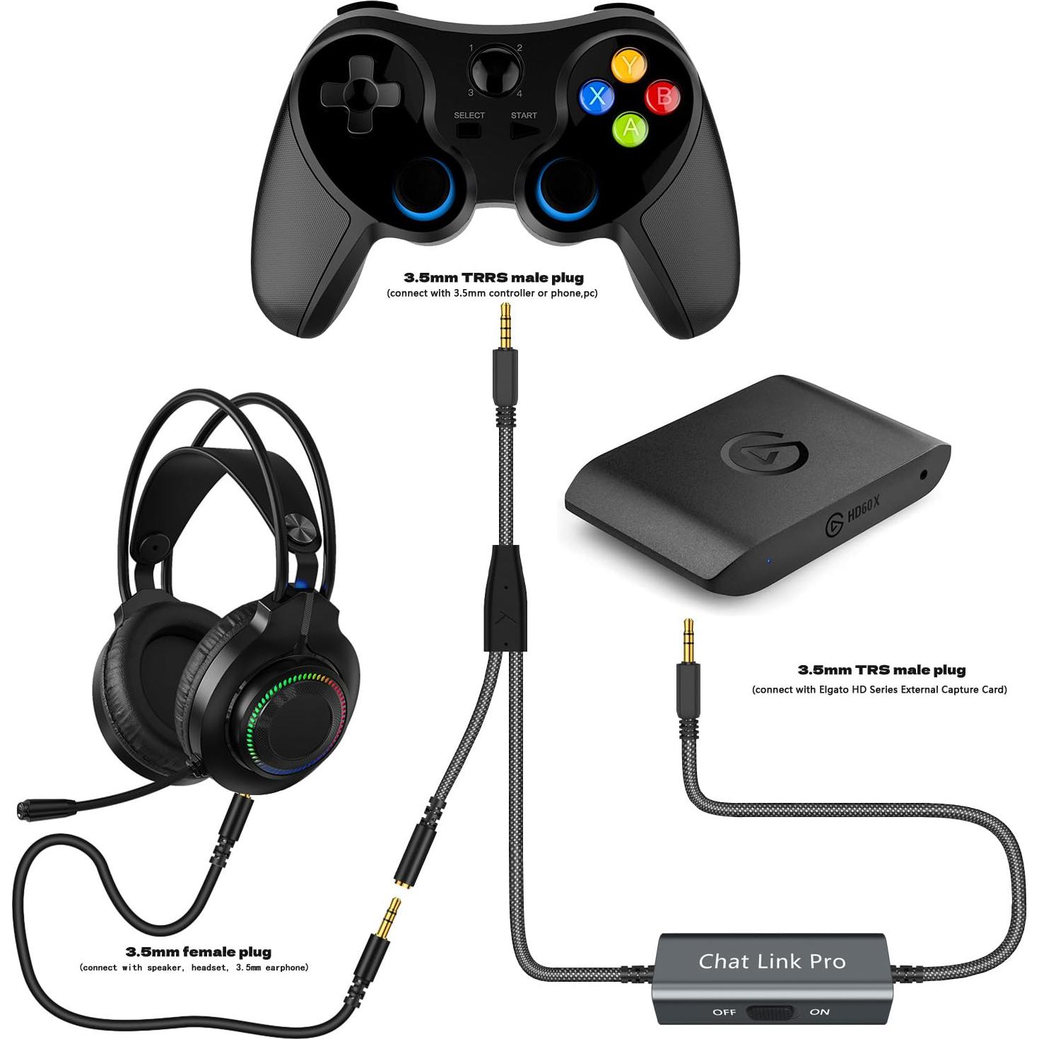 Cable de enlace de chat Pro LecLooc 2m para Elgato HD60 y consolas