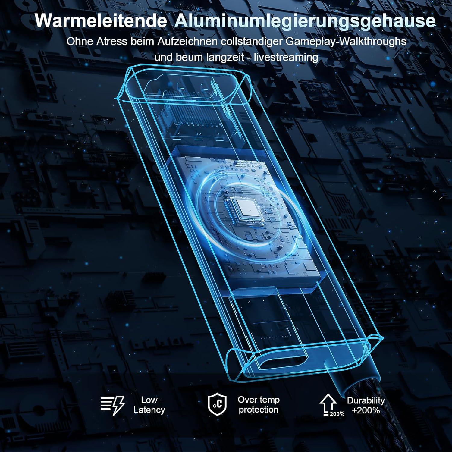 USB 3.0 Video Capture Card, HDMI to USB-A/C Capture Card with pd, 1440P 30fps & 1080P 60fps Video Capture, for Streaming, Teaching,Gaming, Video conferencing or Live Broadcasting