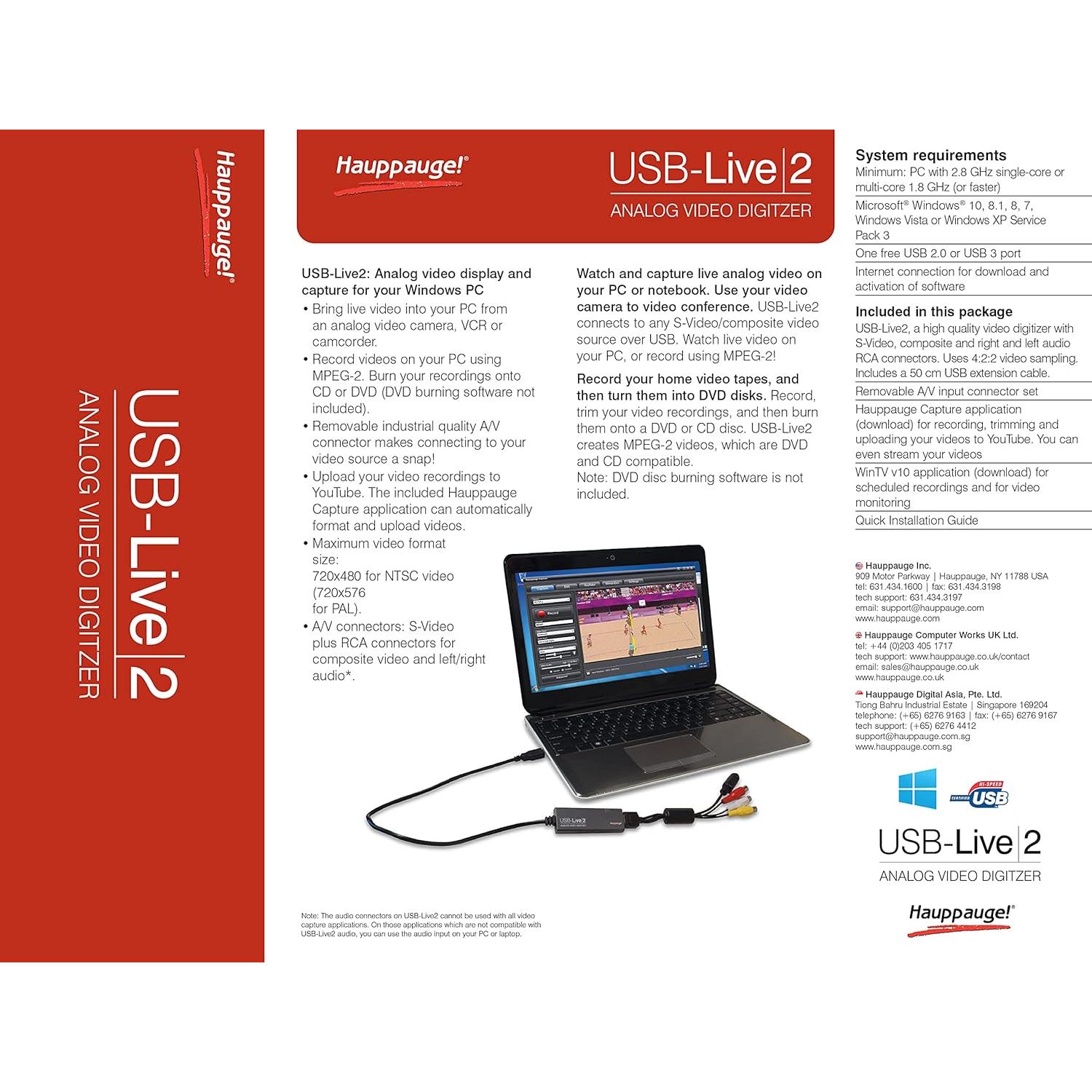 Digitalizador de Video Analógico Hauppauge 610 USB-Live2