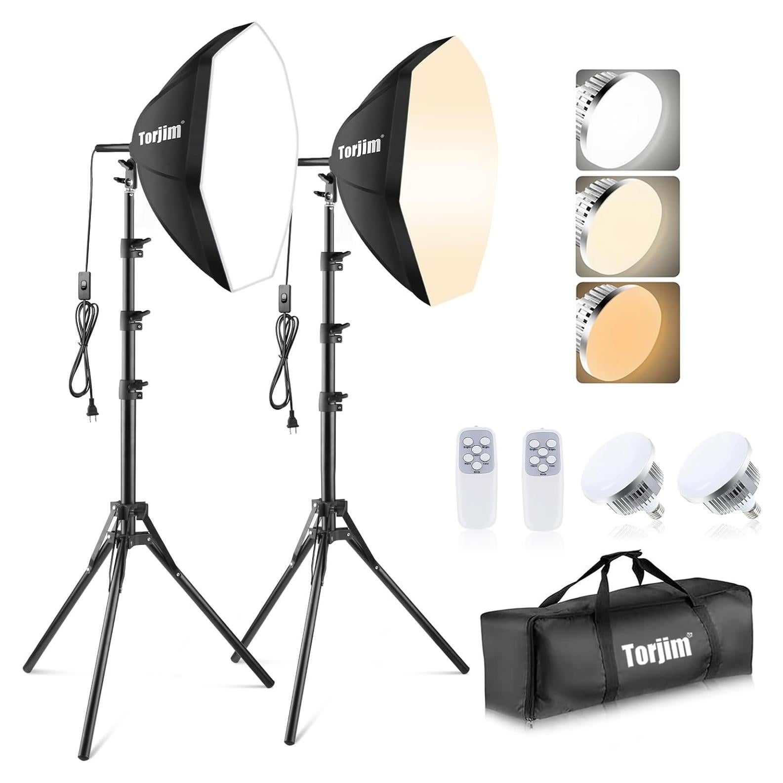 Kit de Iluminación Softbox Torjim 50x50cm con Bombillas LED 85W