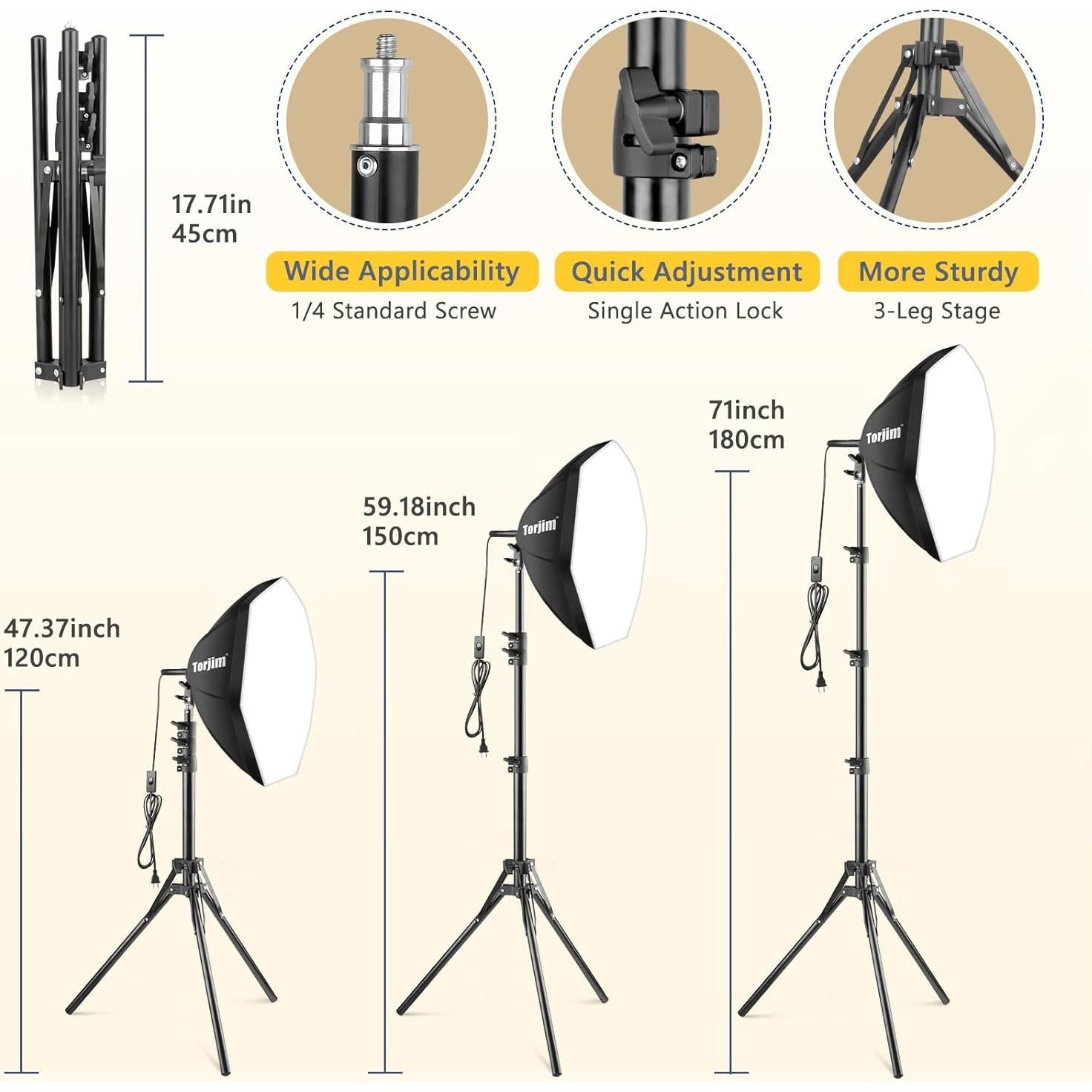 Kit de Iluminación Softbox Torjim 50x50cm con Bombillas LED 85W