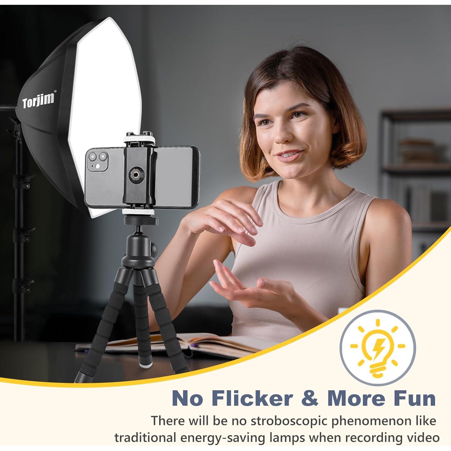 Kit de Iluminación Softbox Torjim 20" con Bombilla LED 85W