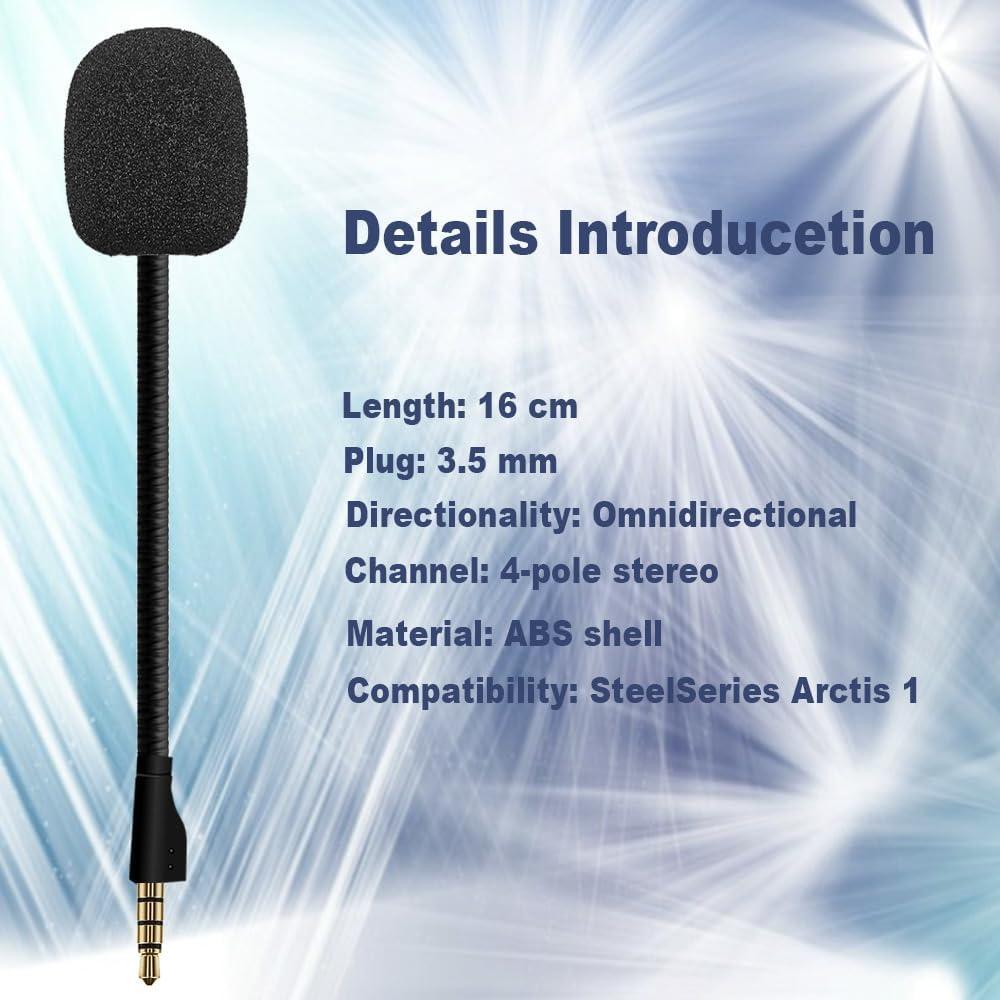 Replacement Microphone for SteelSeries Arctis 1 Gaming Headset, 3.5 mm Jack, Can Be Bent 360 Degrees, Clear Sound Quality