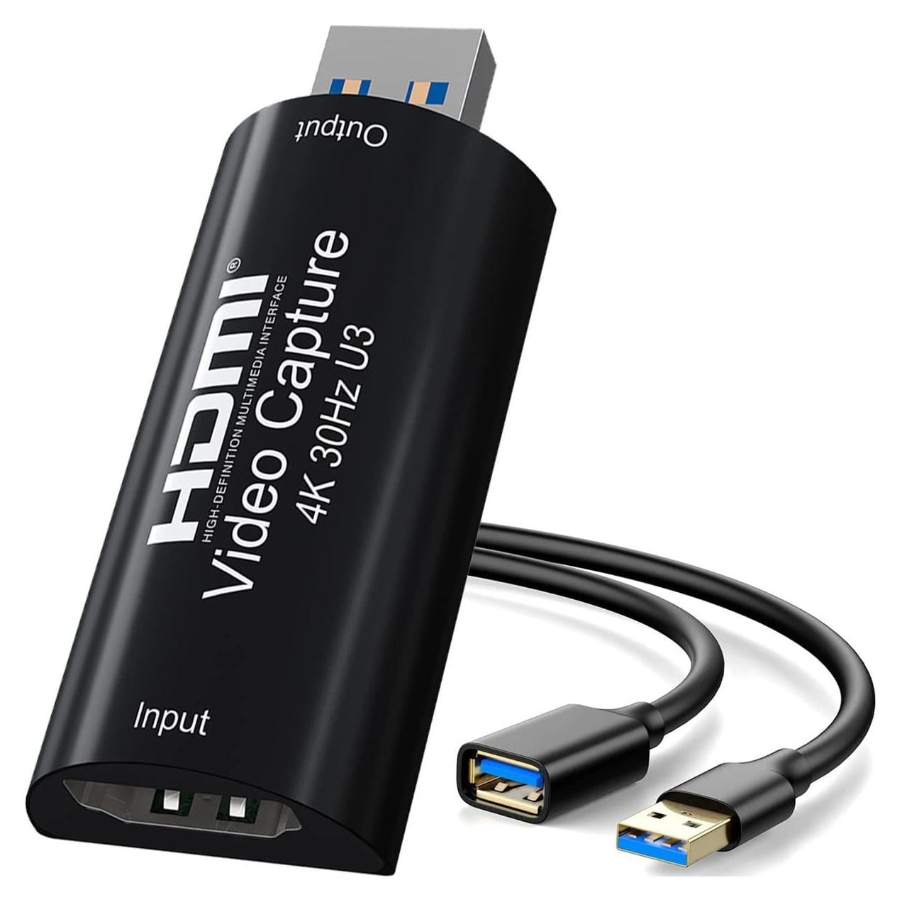 4K HDMI to USB 3.0 Video Capture Card 1080P 60FPS Cam Link Card Game Capture Card Adapter Screen Record Capture Device for Streaming, Gaming, Video Conference, Teaching, Live Broadcasting