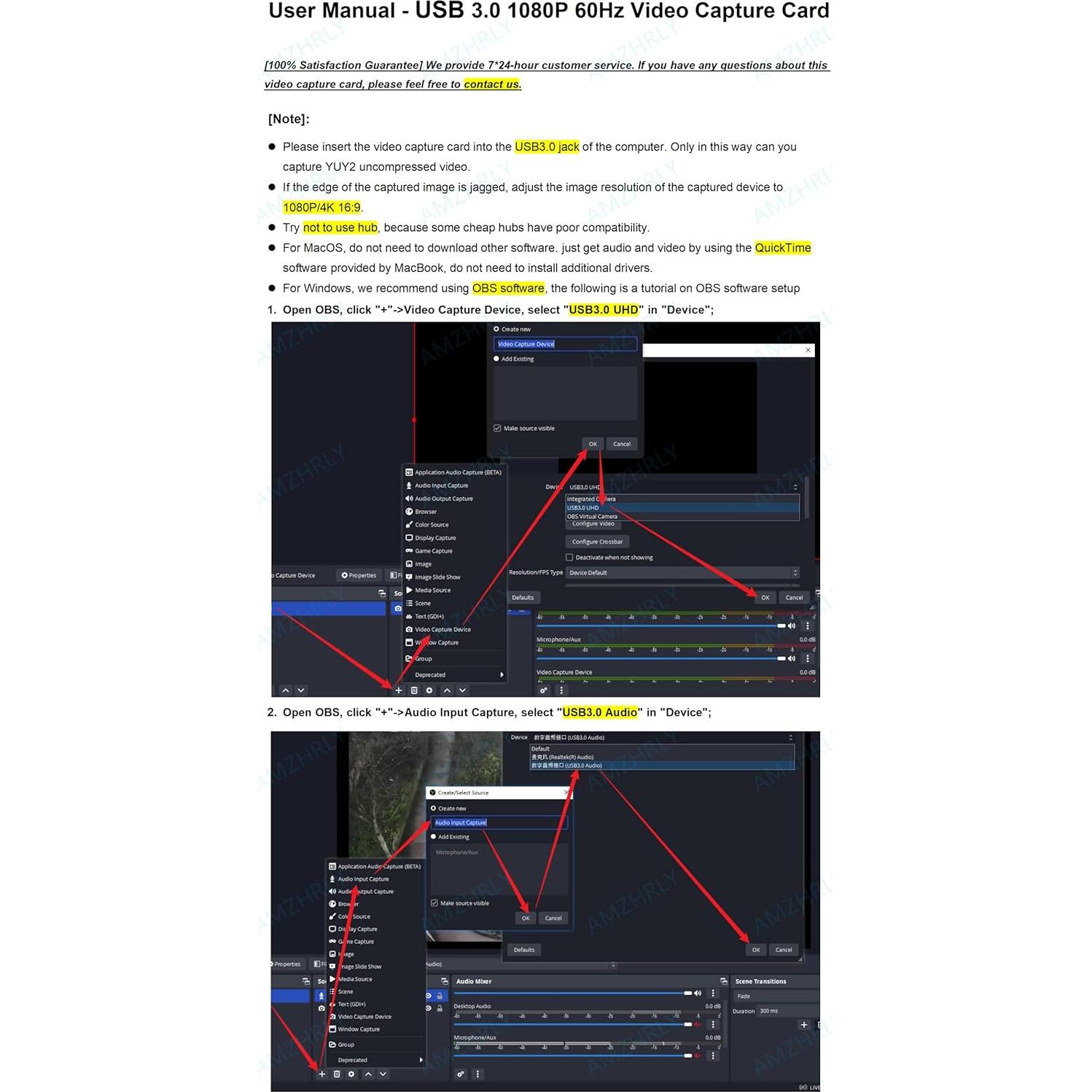 4K HDMI to USB 3.0 Video Capture Card 1080P 60FPS Cam Link Card Game Capture Card Adapter Screen Record Capture Device for Streaming, Gaming, Video Conference, Teaching, Live Broadcasting