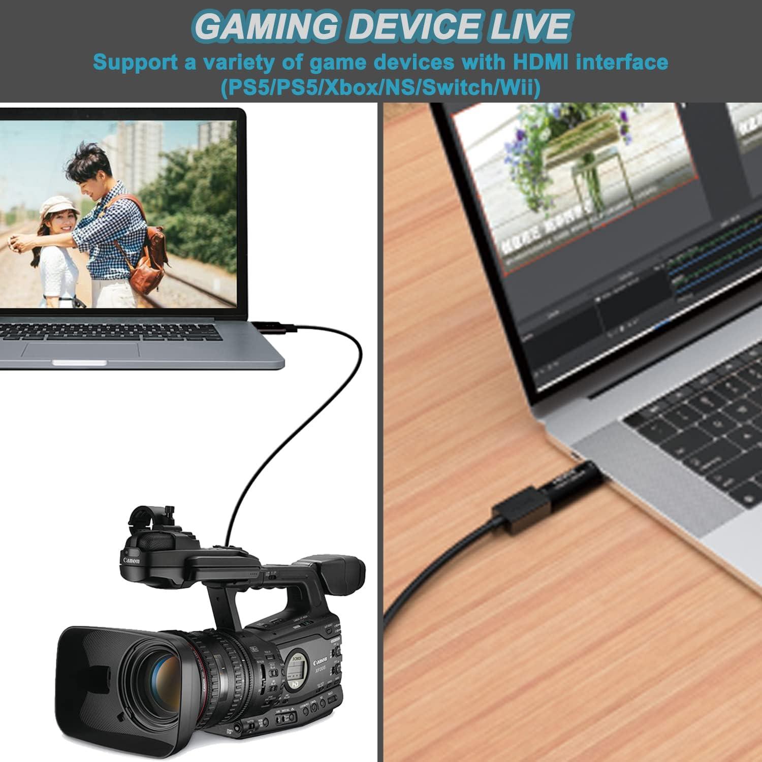 4K HDMI to USB 3.0 Video Capture Card 1080P 60FPS Cam Link Card Game Capture Card Adapter Screen Record Capture Device for Streaming, Gaming, Video Conference, Teaching, Live Broadcasting