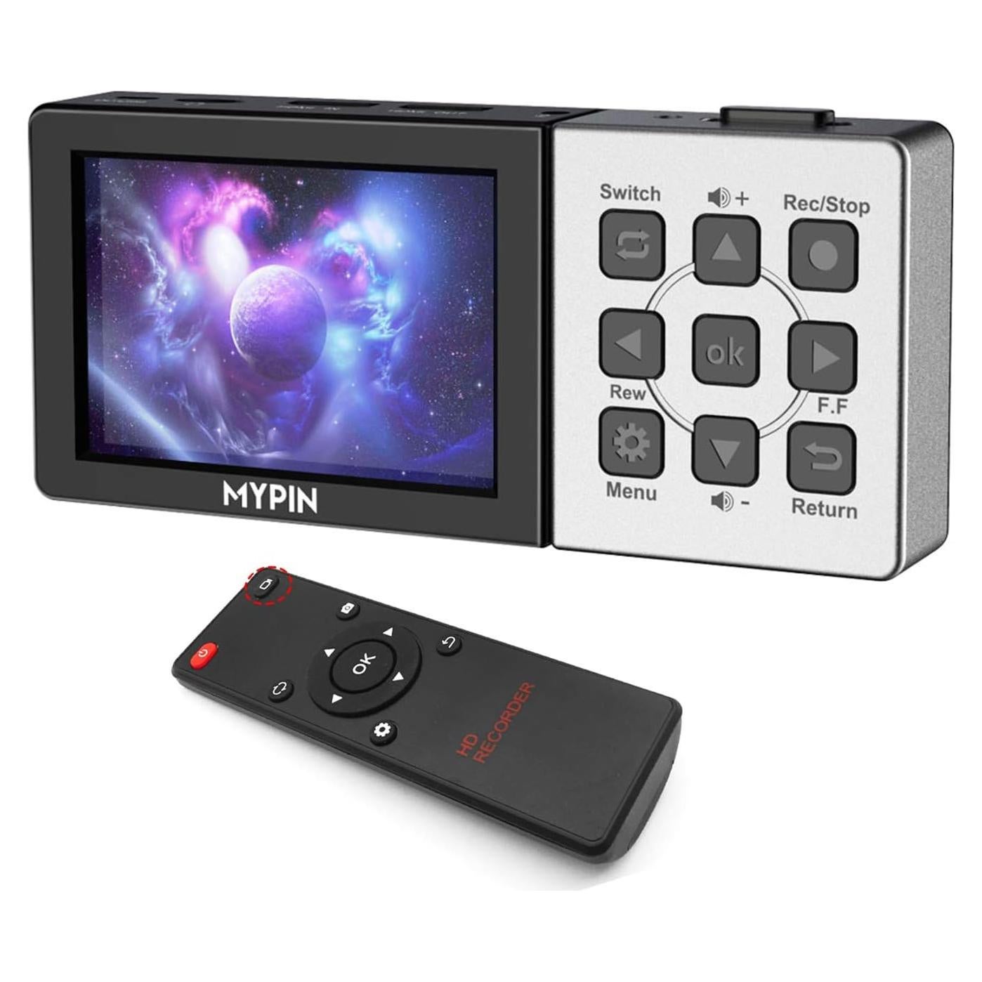 Grabadora de Video HDMI MYPIN 1080P 60fps con Pantalla 3.5"