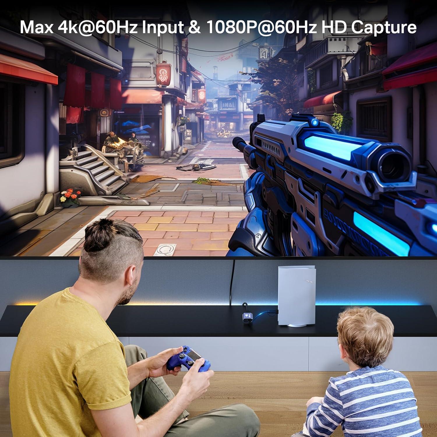 4K HDMI Capture Card, ACASIS USB 3.0 Capture Card 4K HDMI to USB-A/C 1080P 60FPS, Game Video Capture Card for Live Streaming/Gaming/Meeting, for Windows/Mac OS System, Switch PS4/5 Xbox OBS Zoom