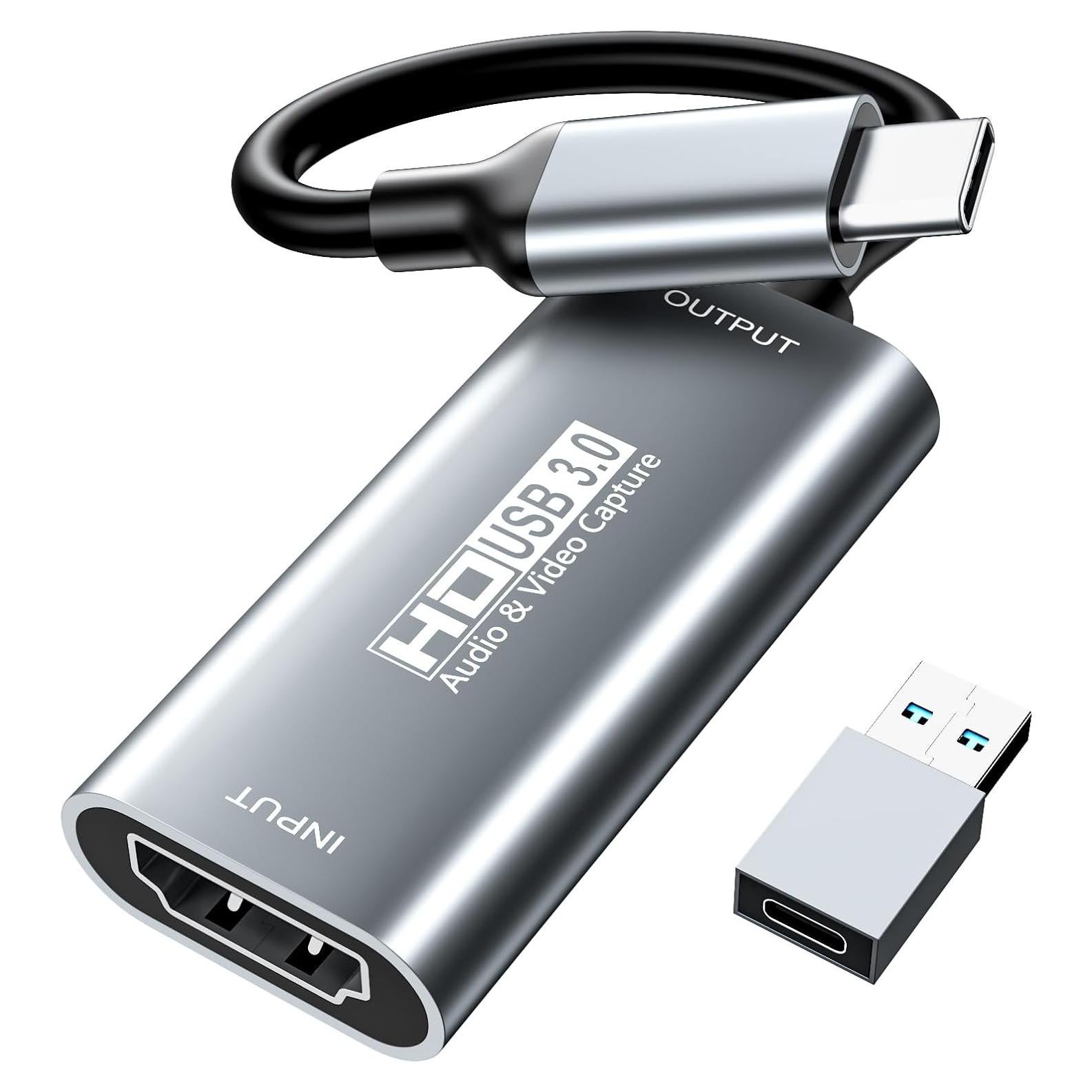 Video Capture Card,USB C 3.0 Capture Card,HDMI to USB C Audio Video Recording in 1080P@60Hz, 2K@30Hz for Teaching,Broadcasting,Gaming,Streaming,Video Conference