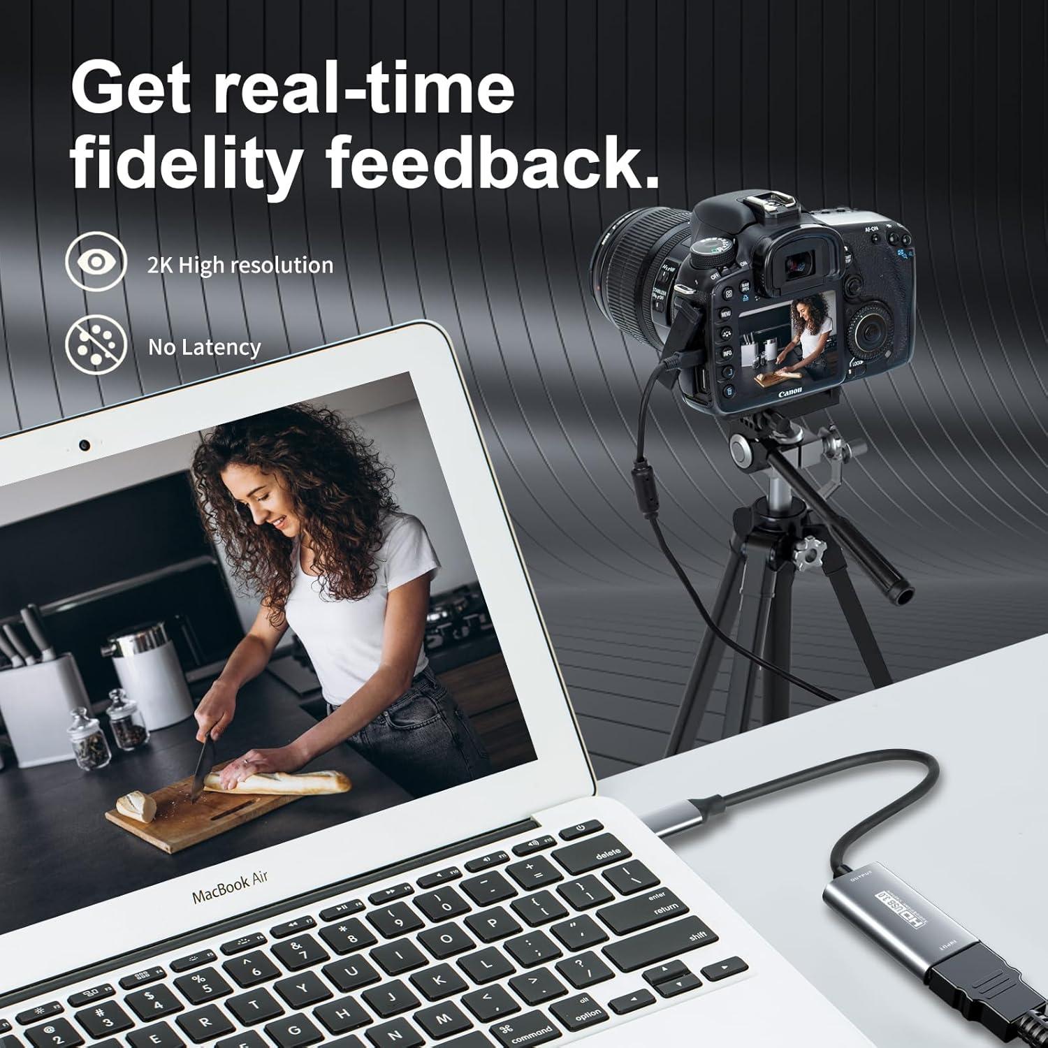 Video Capture Card,USB C 3.0 Capture Card,HDMI to USB C Audio Video Recording in 1080P@60Hz, 2K@30Hz for Teaching,Broadcasting,Gaming,Streaming,Video Conference