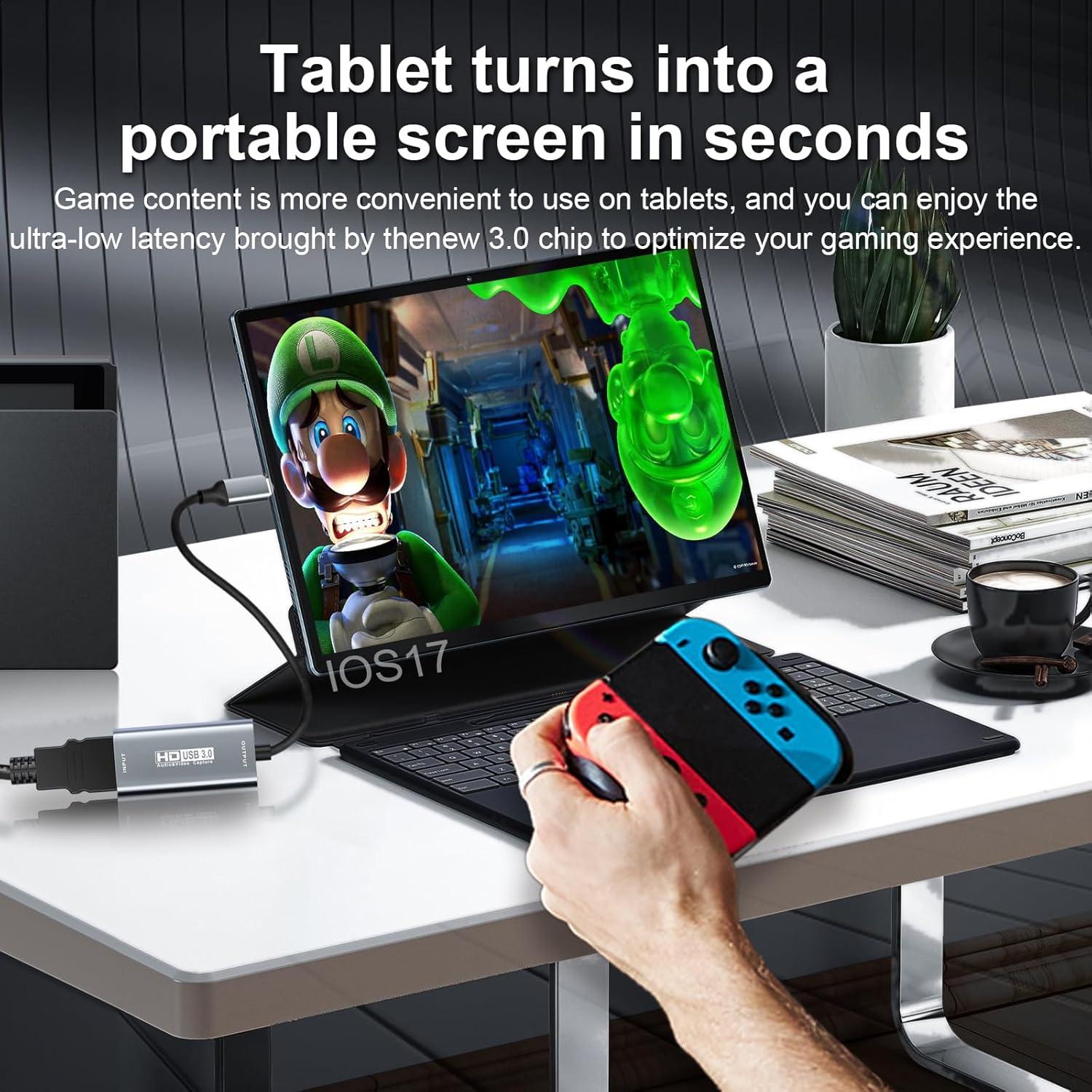 Video Capture Card,USB C 3.0 Capture Card,HDMI to USB C Audio Video Recording in 1080P@60Hz, 2K@30Hz for Teaching,Broadcasting,Gaming,Streaming,Video Conference