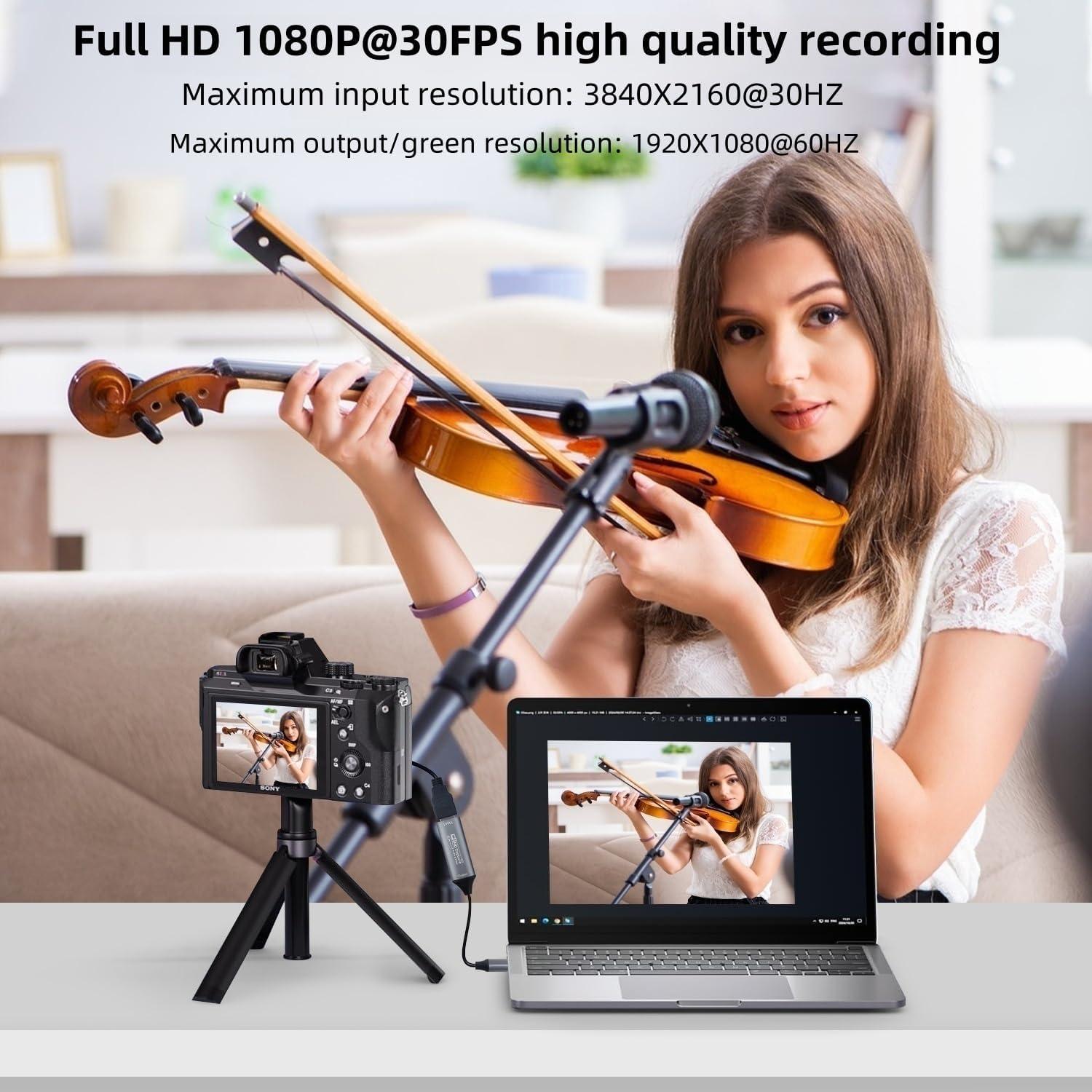 Video Capture Card, HDMI to USB Capture Card for Streaming, 1080P 60fps Video Capture Device for Game Recording, Compatible for Windows,Quest 3, Switch, OBS, PS4/PS5