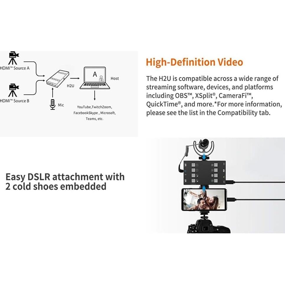Tarjeta de Captura HDMI 4K CamKoo H2U 2 Entradas 1 Salida