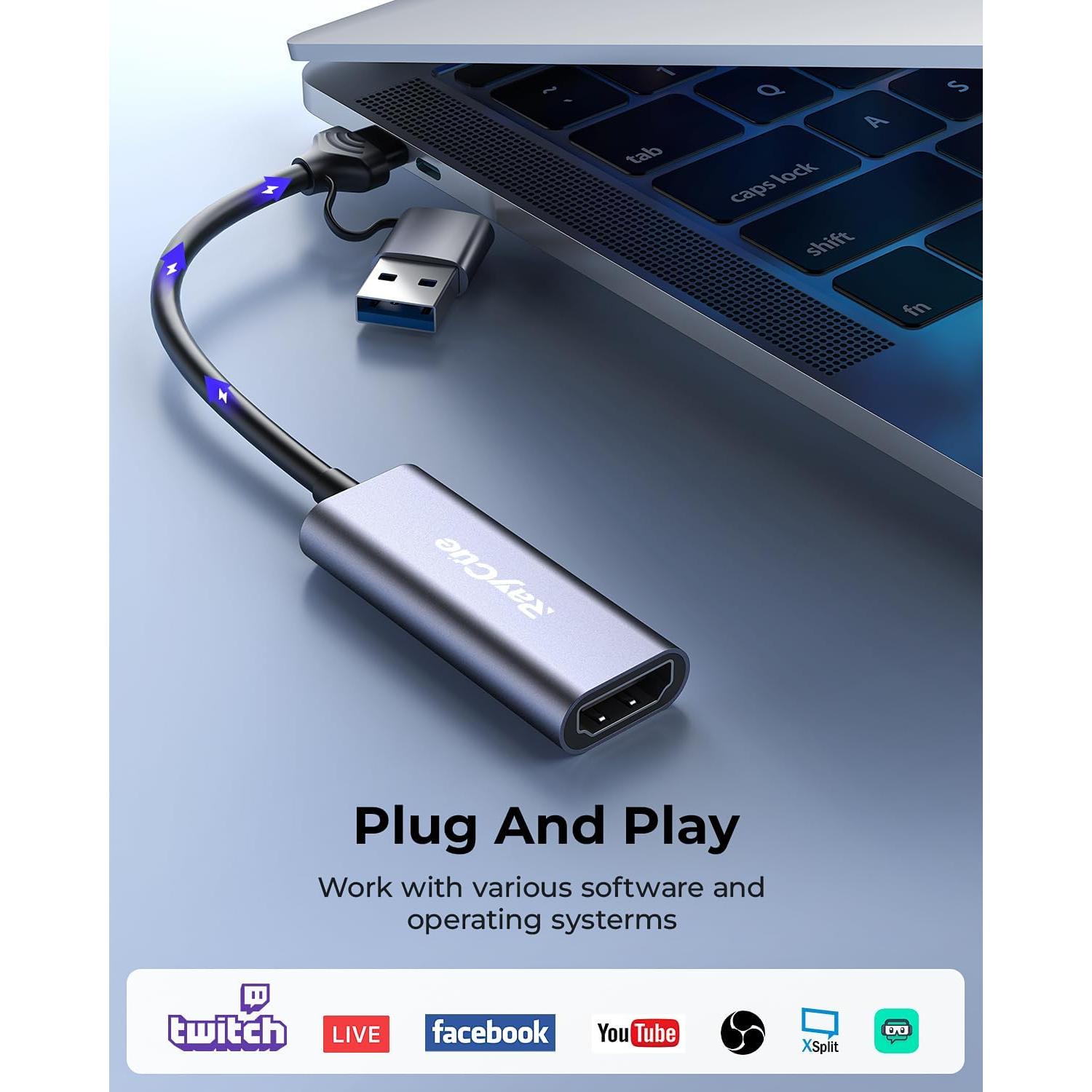 Tarjeta de Captura HDMI 4K RayCue USB-C 1080P para Juegos
