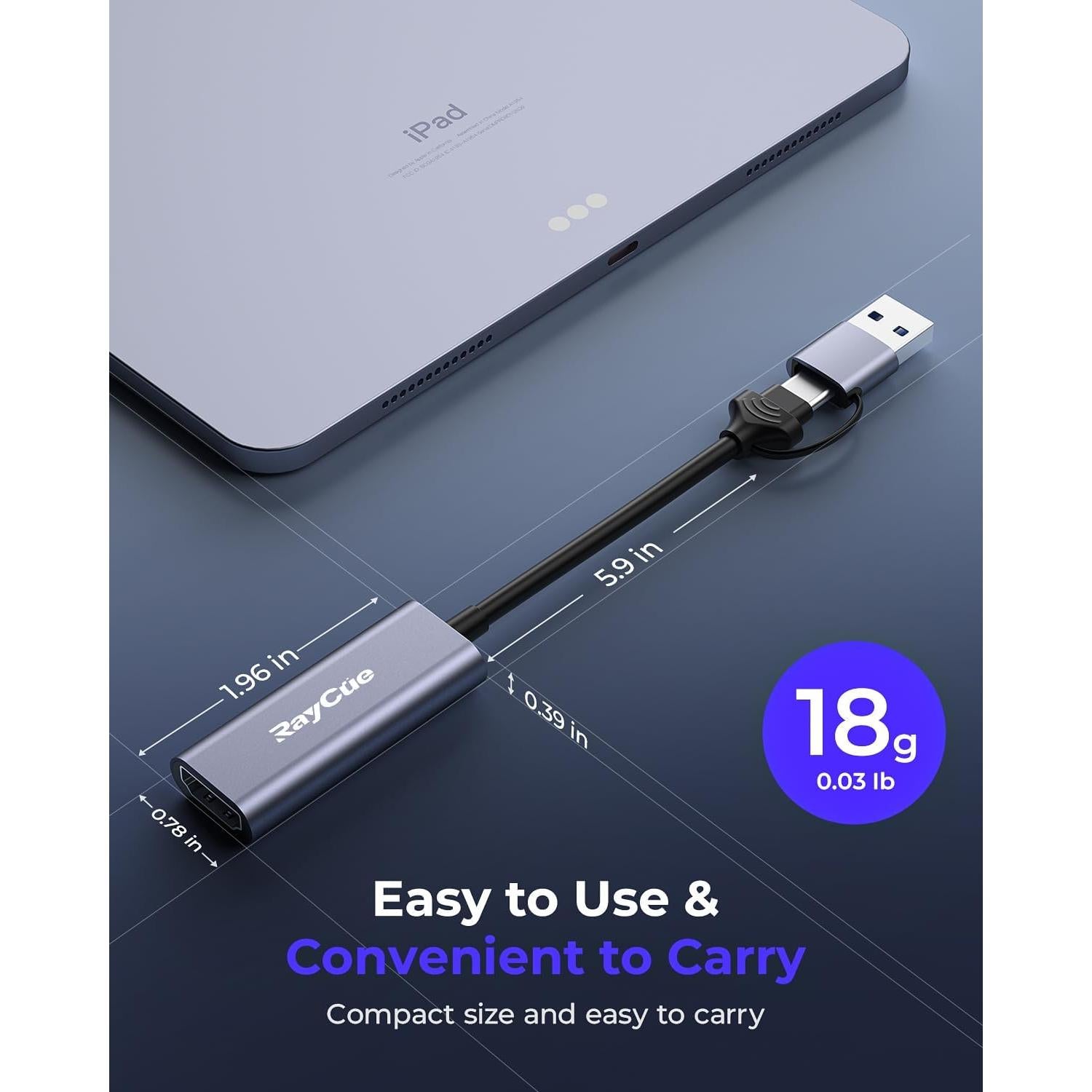 Tarjeta de Captura HDMI 4K RayCue USB-C 1080P para Juegos