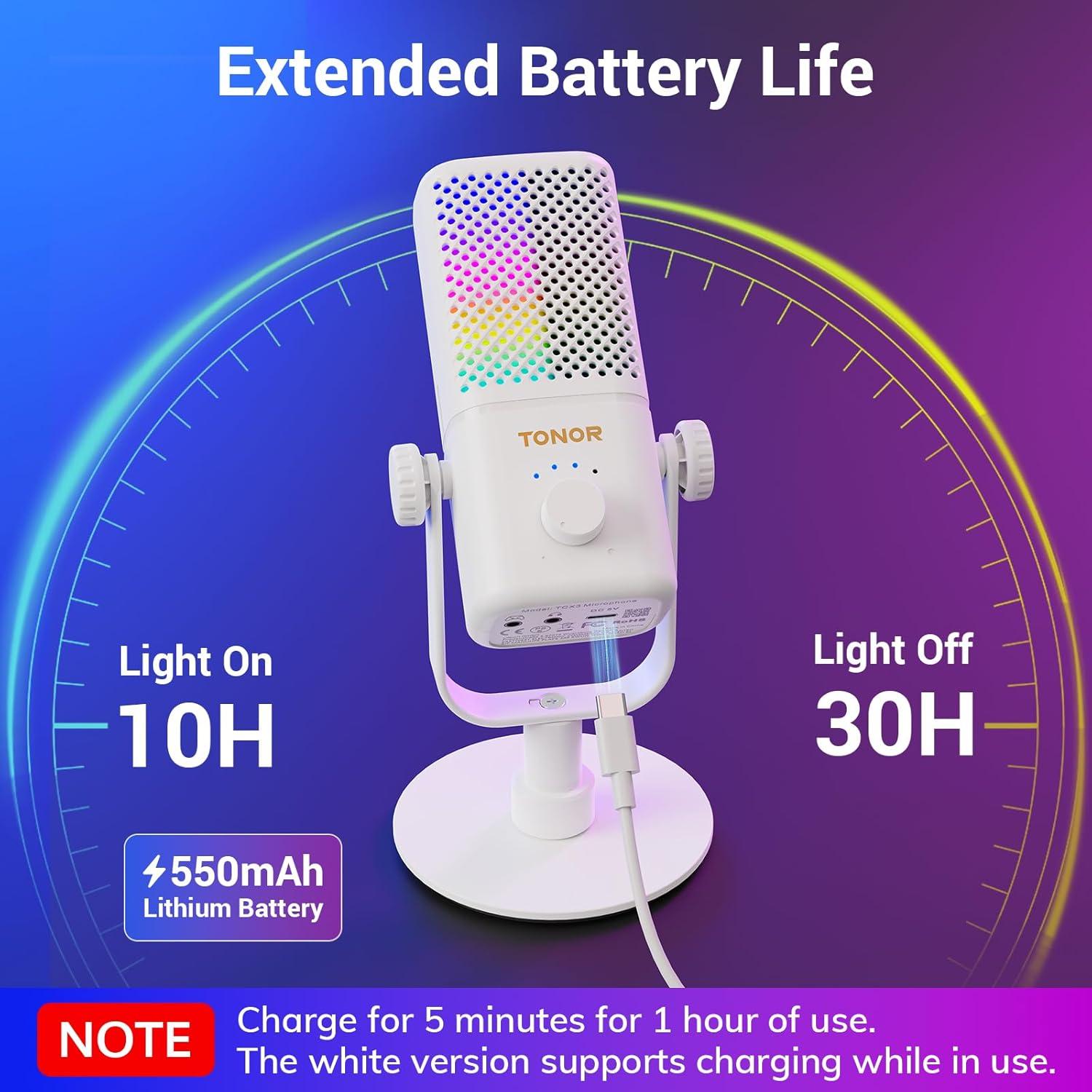 Micrófono TONOR TCX3 para Xbox, RGB, 30h Batería, Silencio Rápido