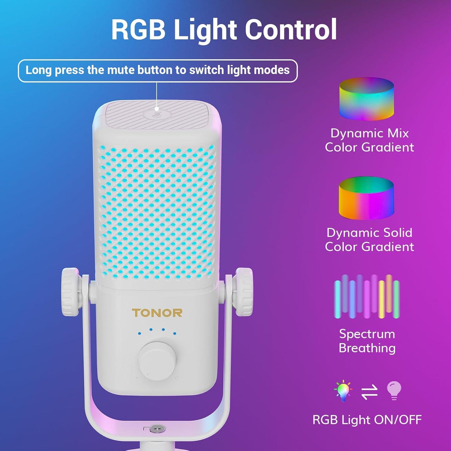 Micrófono TONOR TCX3 para Xbox, RGB, 30h Batería, Silencio Rápido