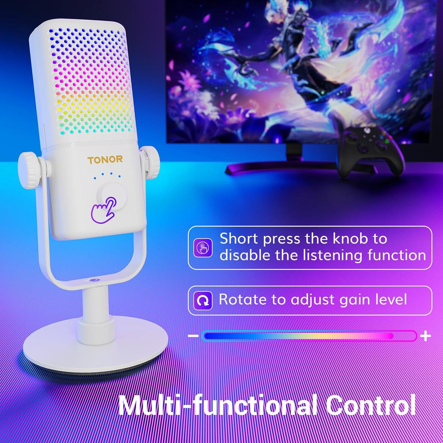 Micrófono TONOR TCX3 para Xbox, RGB, 30h Batería, Silencio Rápido