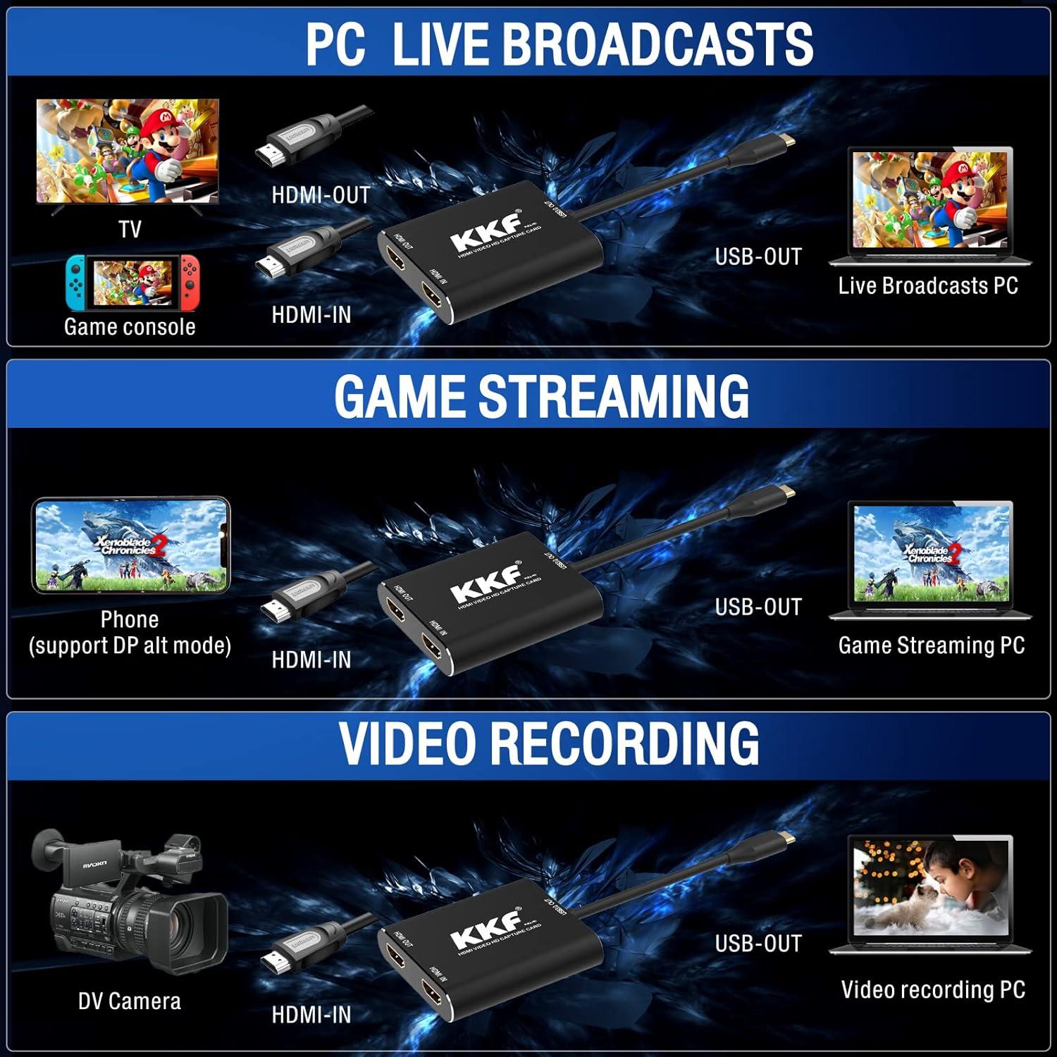 Tarjeta de Captura KKF USB-C 3.0 1080P60 para PS5 PS4 Xbox