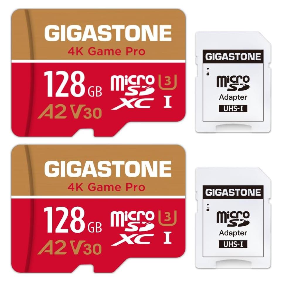 Tarjeta Micro SD Gigastone 128GB 2-Pack A2 V30 4K para Juegos