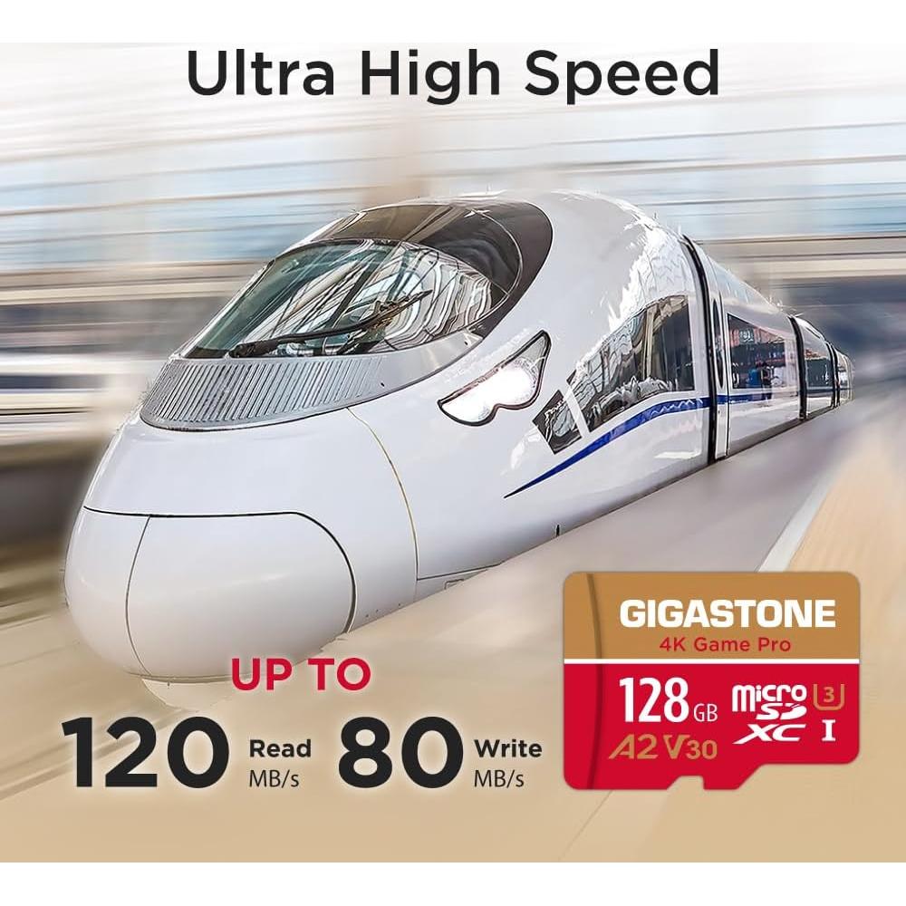 Tarjeta Micro SD Gigastone 128GB 2-Pack A2 V30 4K para Juegos