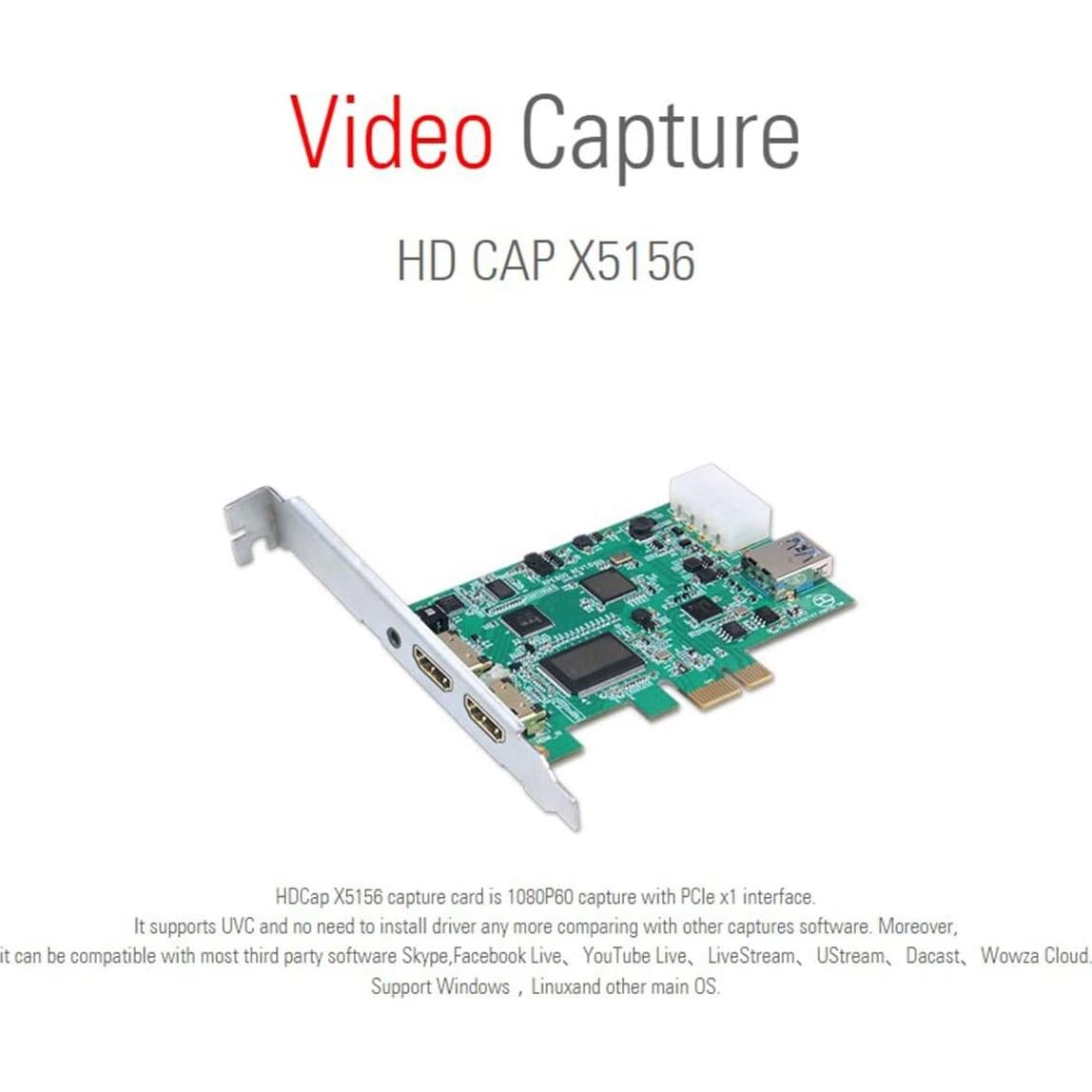 Tarjeta de Captura de Video MyGica X5156 PCIe 1080P 60fps