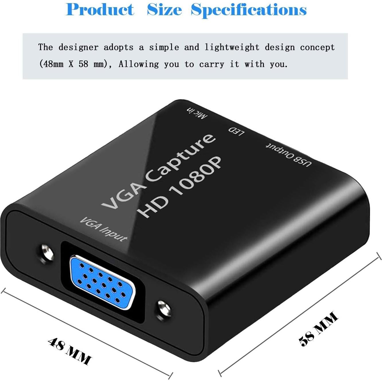 Tarjeta de Captura de Video AMENKER VGA a USB 1080p