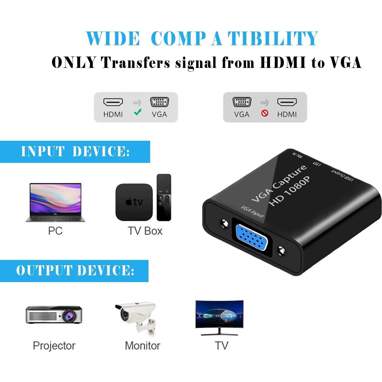 Tarjeta de Captura de Video AMENKER VGA a USB 1080p