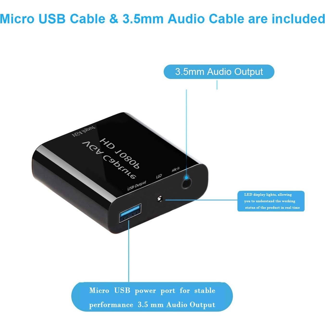Tarjeta de Captura de Video AMENKER VGA a USB 1080p