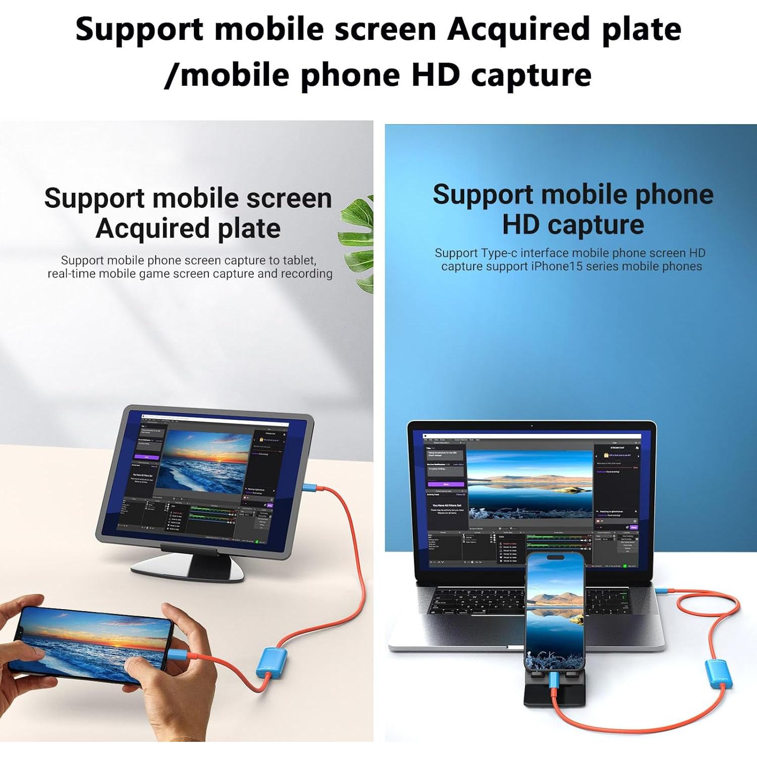 Capturadora de Video USB-C 1080P 60FPS Mozzvas para Streaming