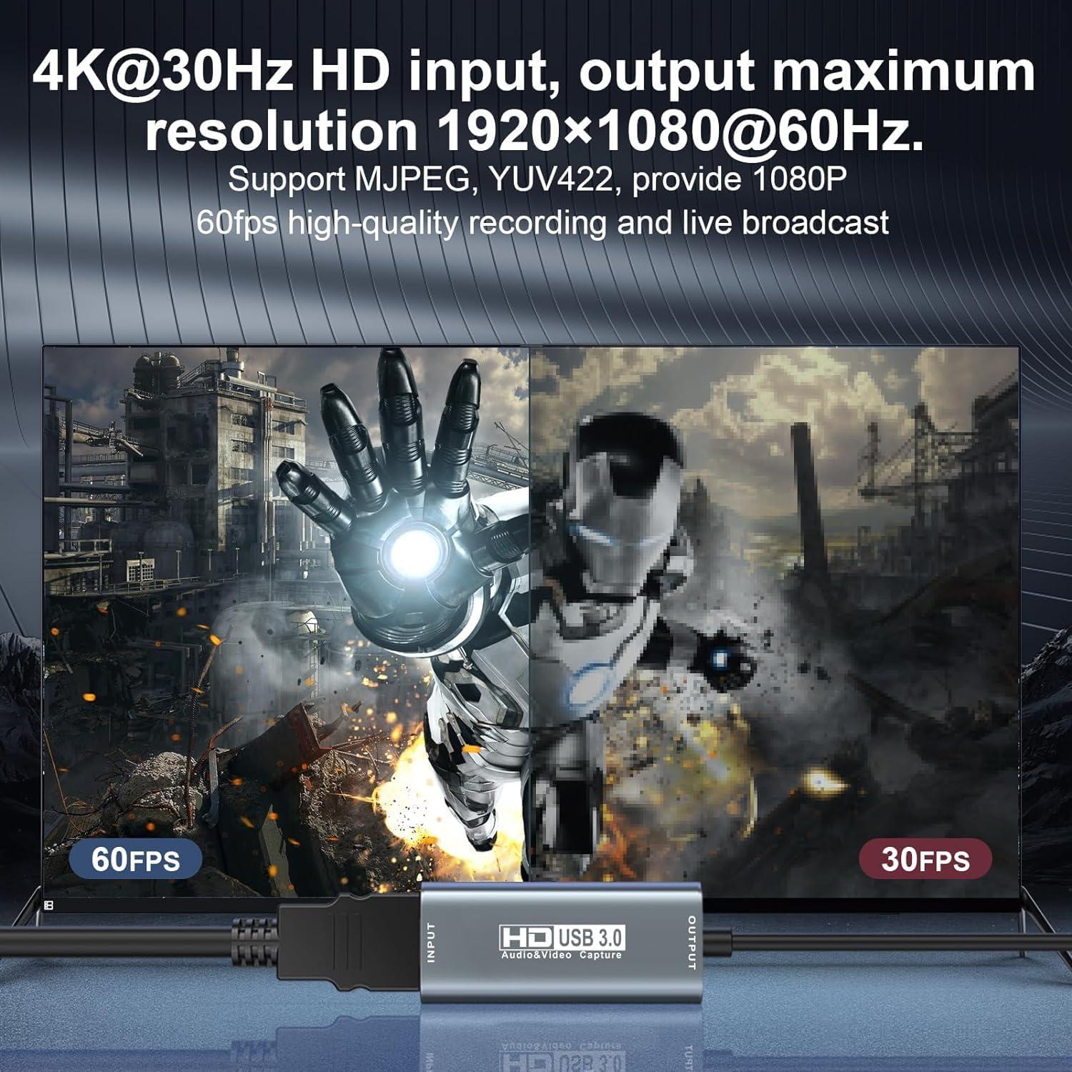 Tarjeta de Captura HDMI a USB 3.0 GKEAPZA 4K 1080P 60FPS