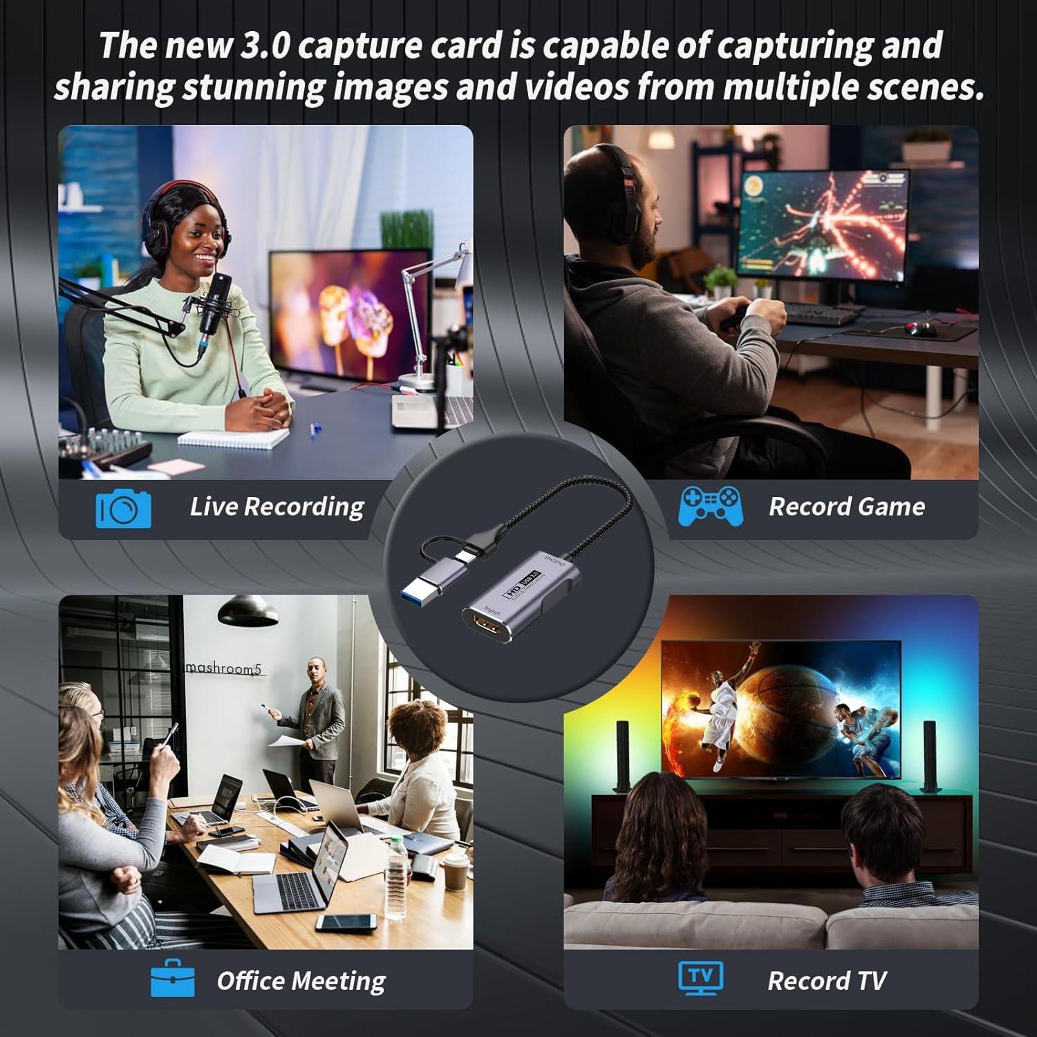 Tarjeta de Captura HDMI a USB 3.0 GKEAPZA 4K 1080P 60FPS