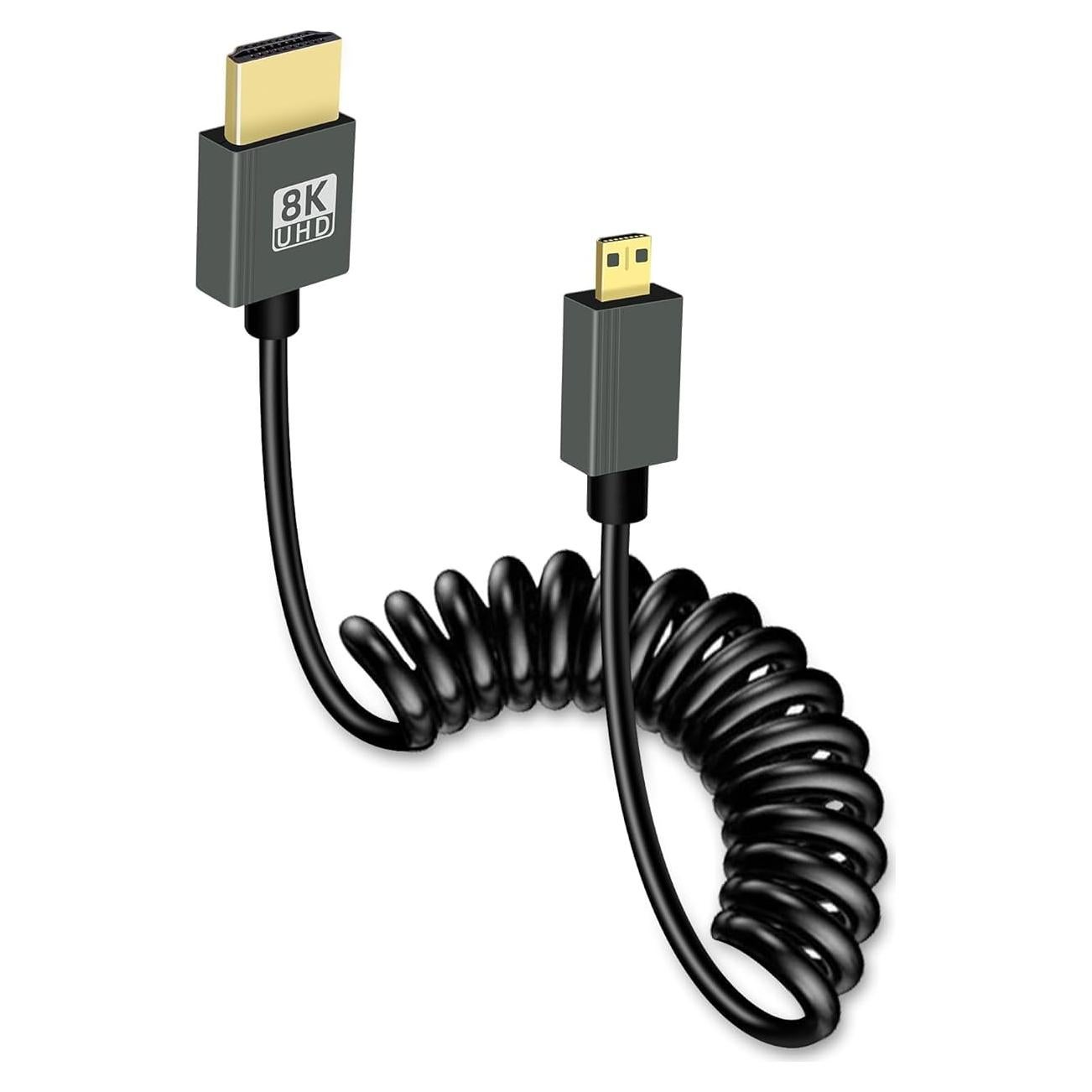 Cable Micro HDMI a HDMI Enrollado GELRHONR 8K 0.30-0.91m