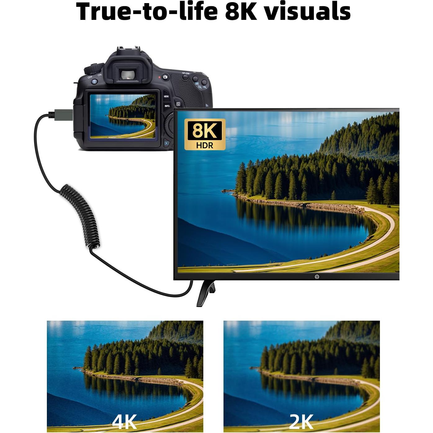 Cable Micro HDMI a HDMI Enrollado GELRHONR 8K 0.30-0.91m