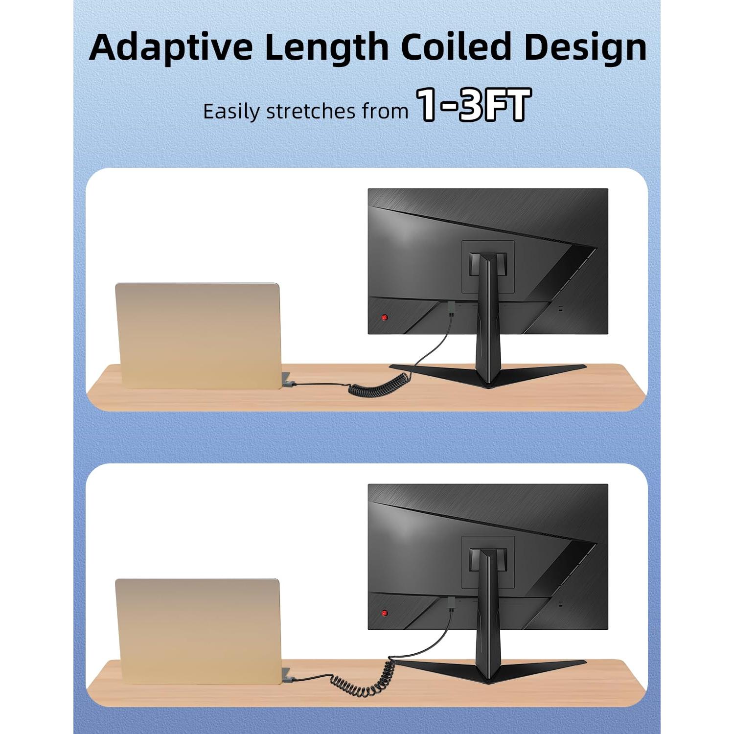 Cable Micro HDMI a HDMI Enrollado GELRHONR 8K 0.30-0.91m