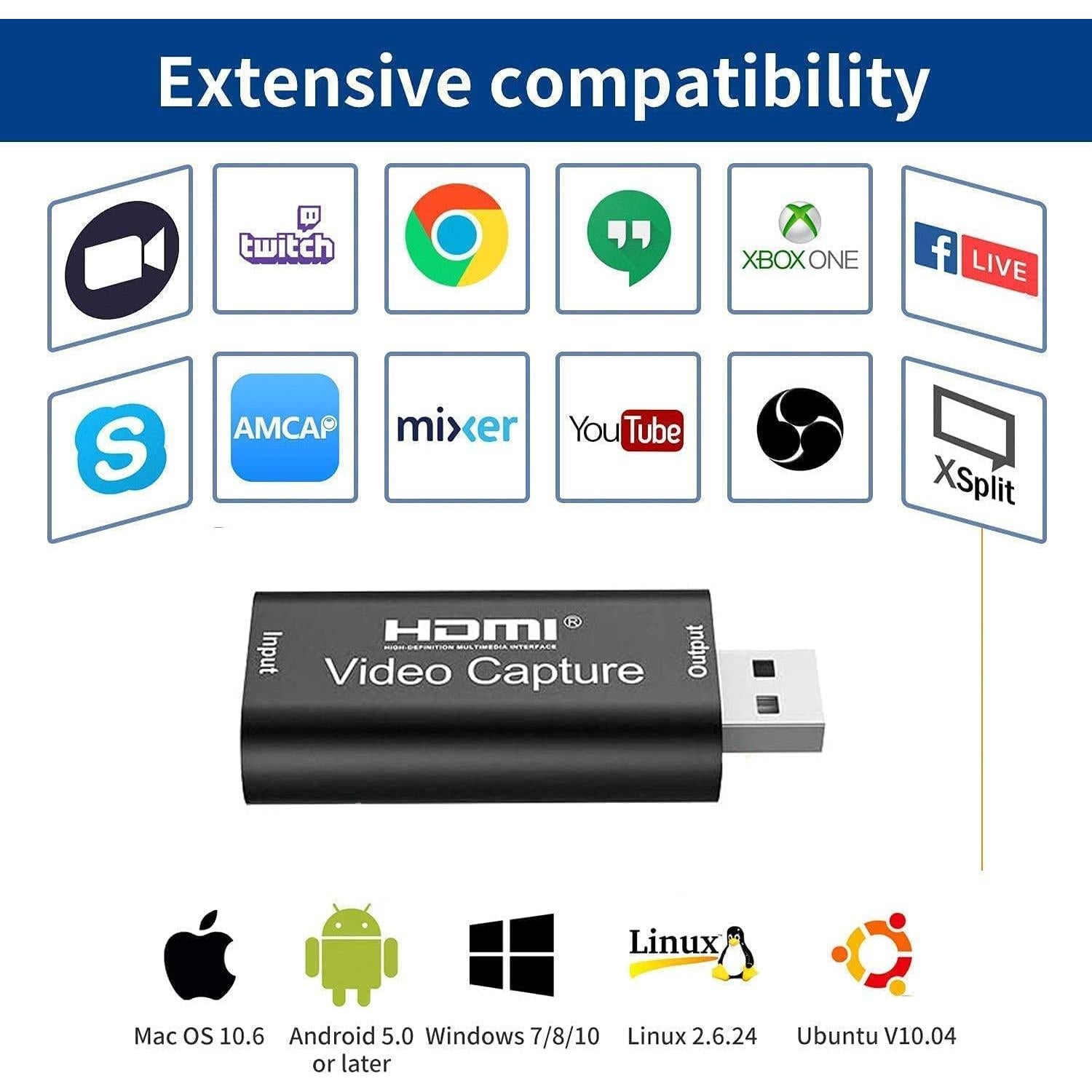 Tarjeta de Captura de Video HDMI 4K USB 2.0 Haxto 1080p