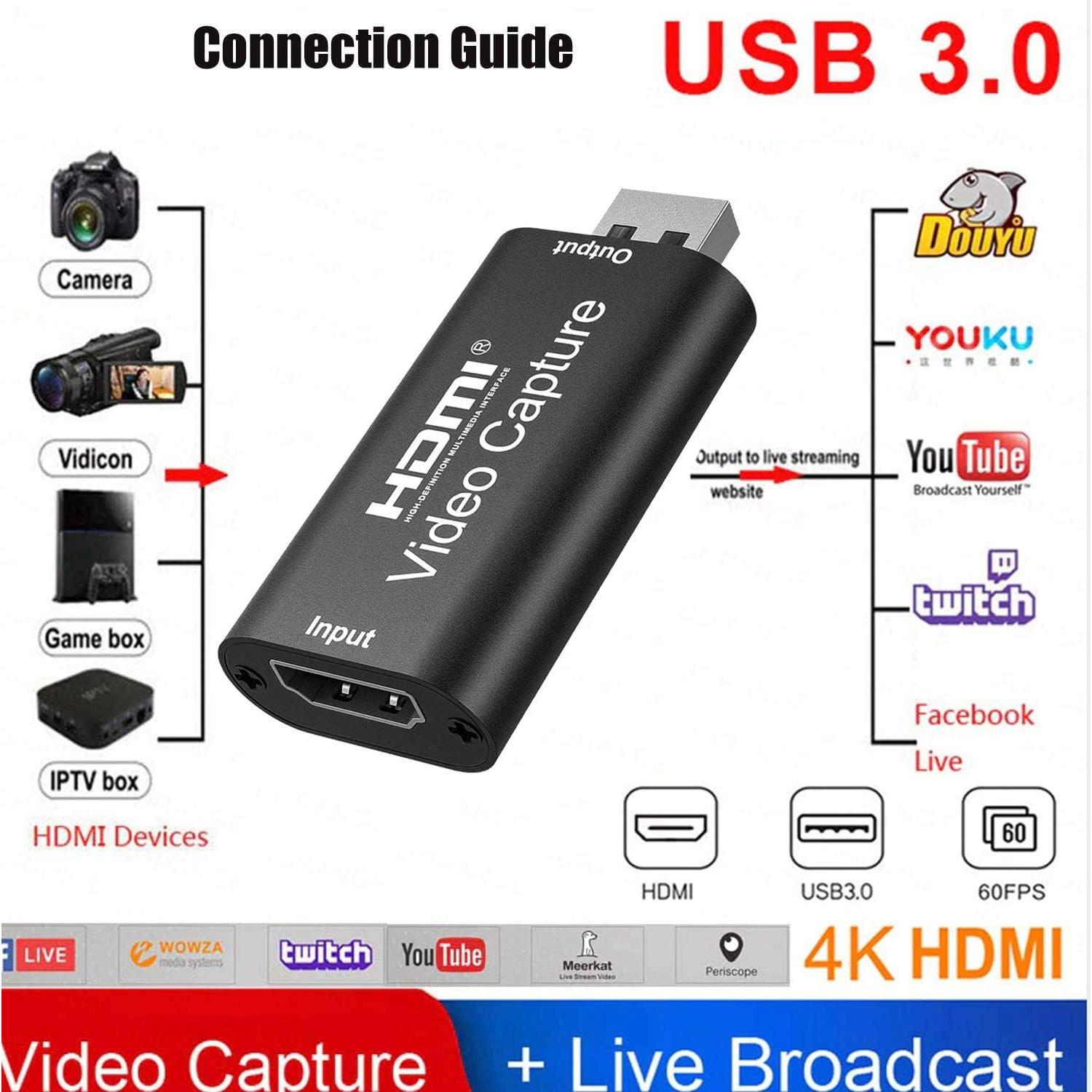 Tarjeta de Captura de Video HDMI 4K USB 2.0 Haxto 1080p