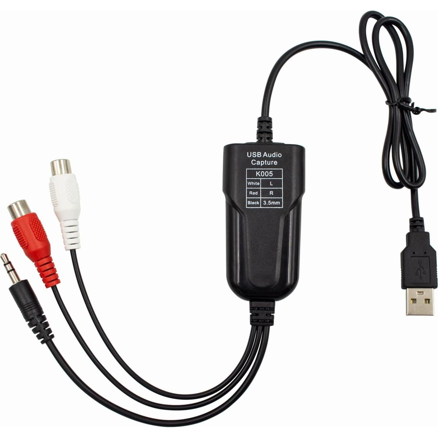 Tarjeta de Captura de Audio USB Wiistar K005 96kHz RCA/3.5mm