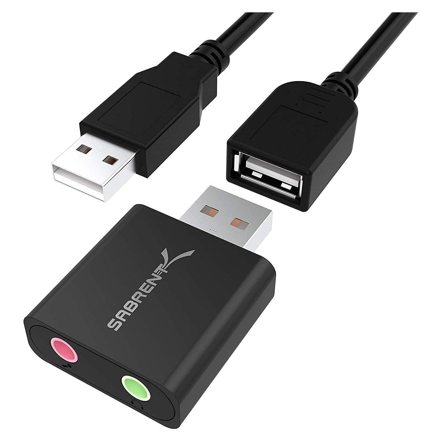 Adaptador de Sonido Estéreo USB Sabrent AU-EMCB 3D Plug and Play