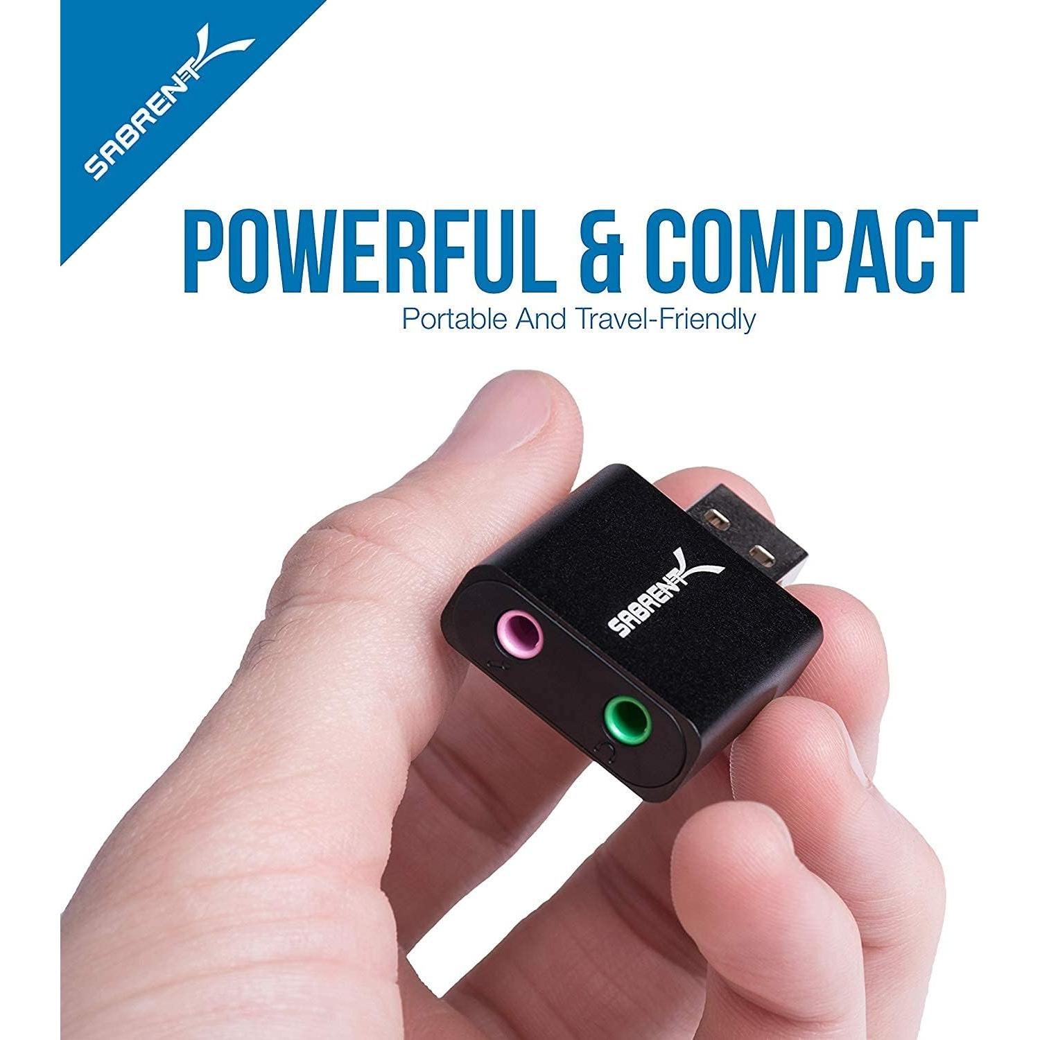 Adaptador de Sonido Estéreo USB Sabrent AU-EMCB 3D Plug and Play