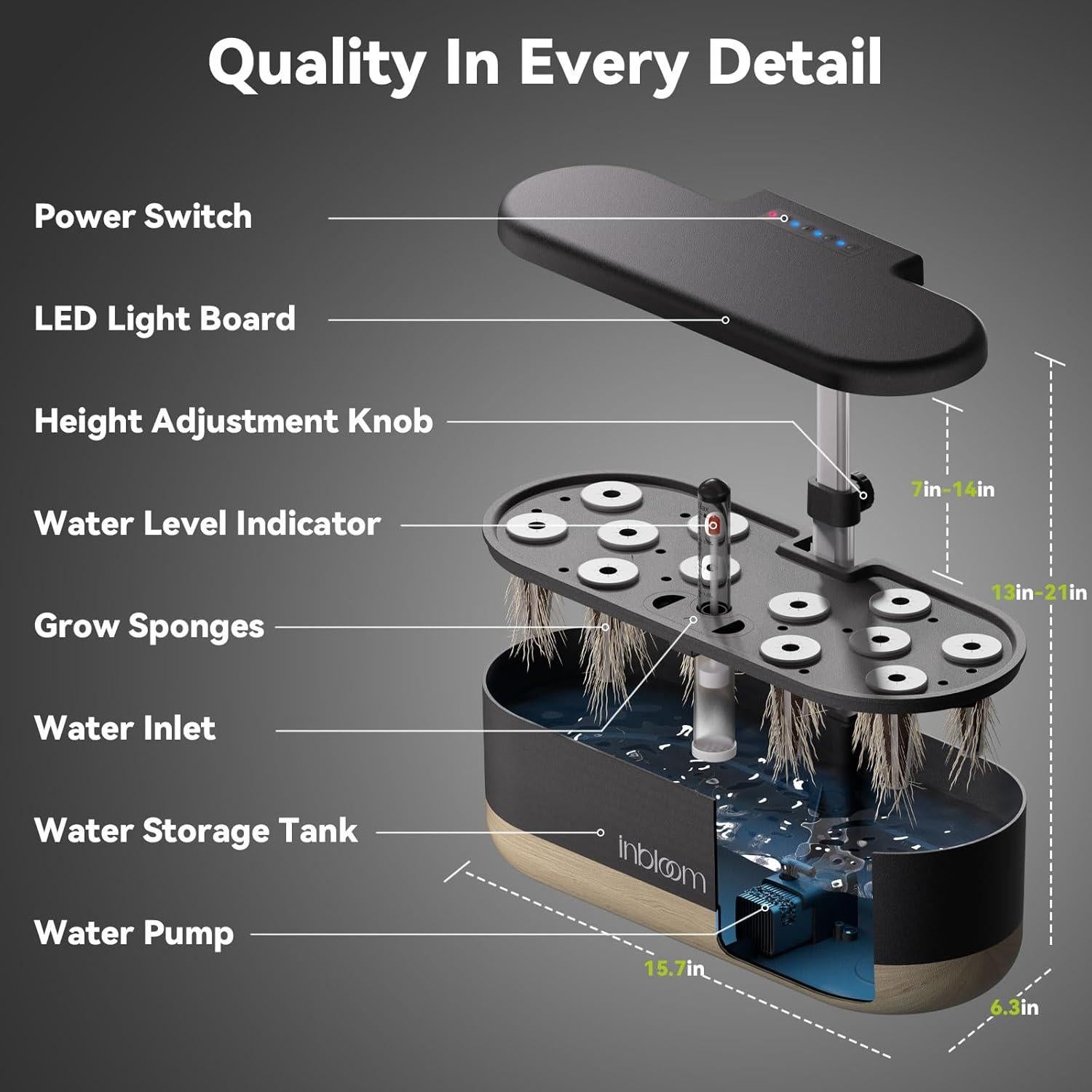 Cultivo Hidropónico inbloom 12 Cápsulas con Luz LED