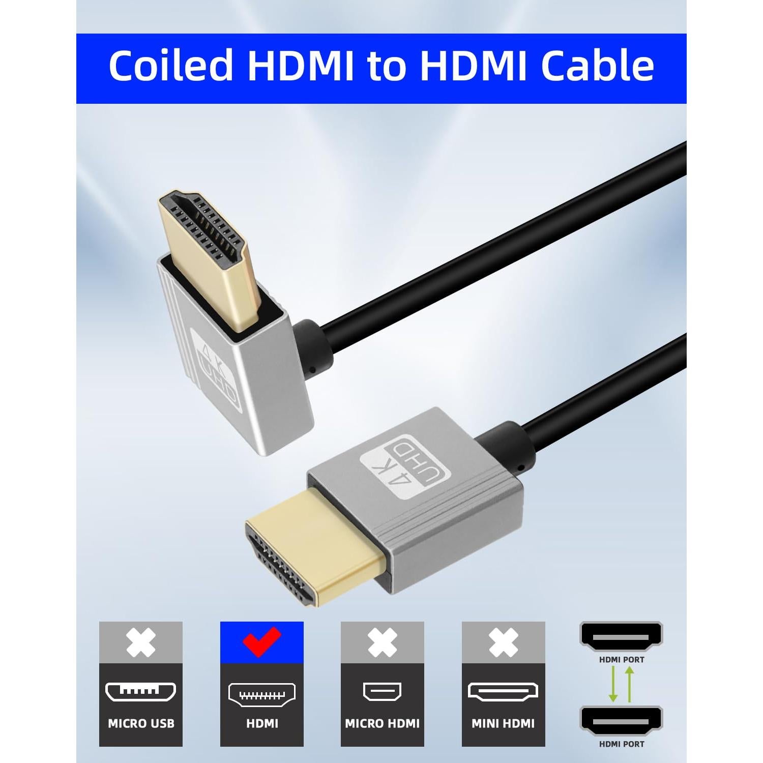Cable HDMI Enrollado 4K YANBORONSN 0.67m 270 Grados