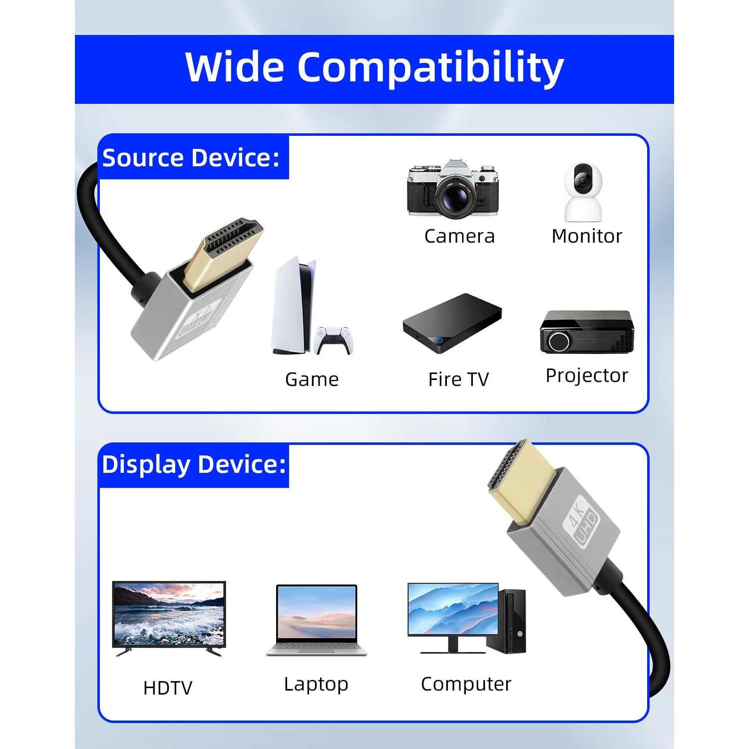 Cable HDMI Enrollado 4K YANBORONSN 0.67m 270 Grados