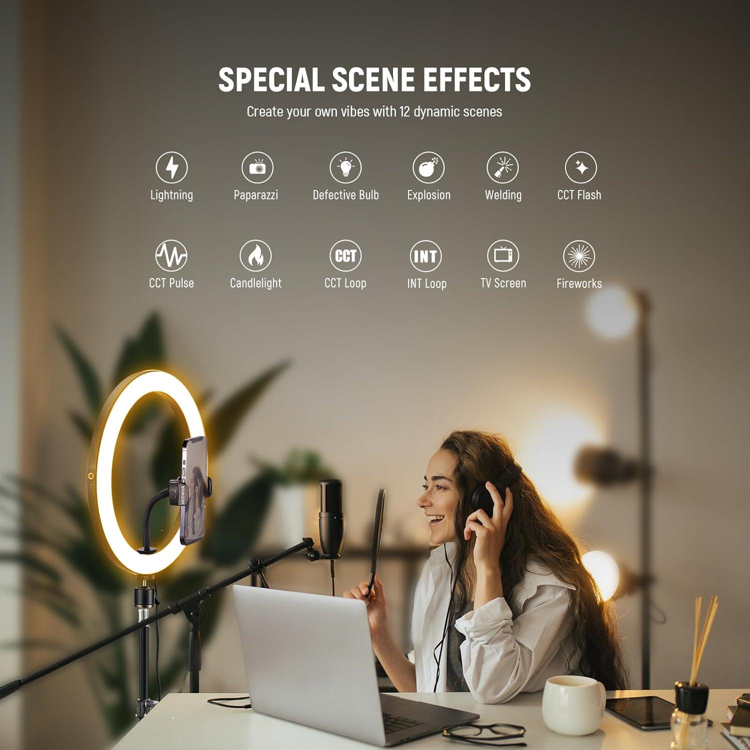 Luz de Anillo LED NEEWER 30cm 24W Bi Color 2900-7000K