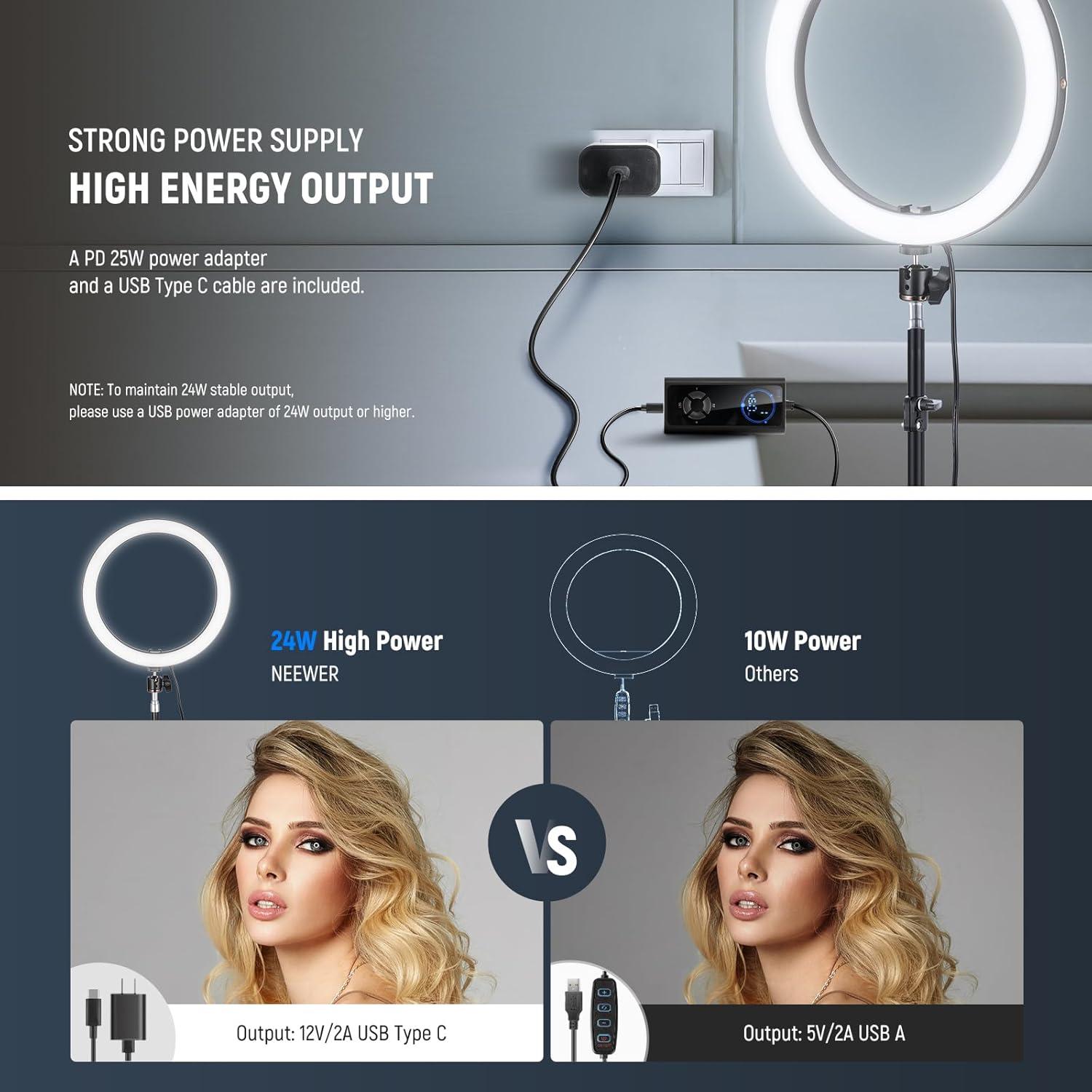 Luz de Anillo LED NEEWER 30cm 24W Bi Color 2900-7000K