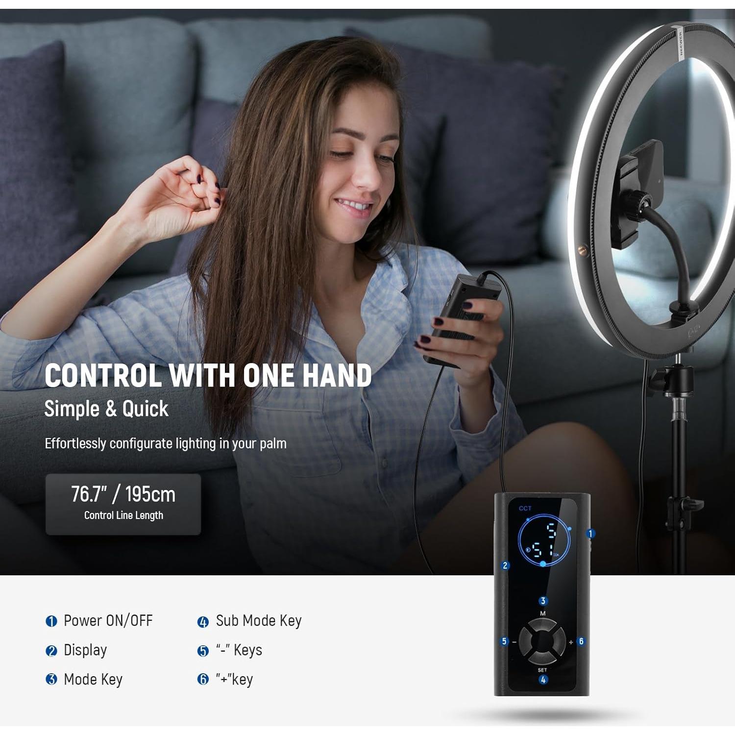 Luz de Anillo LED NEEWER 30cm 24W Bi Color 2900-7000K