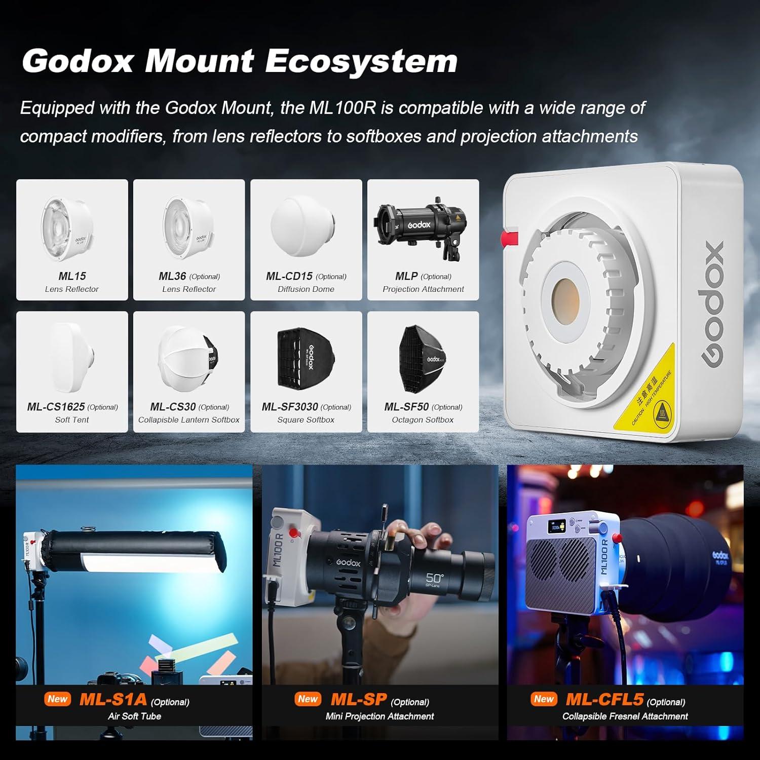 Godox ML100R Luz de Video RGB 110W 1800K-10000K 14 Modos FX