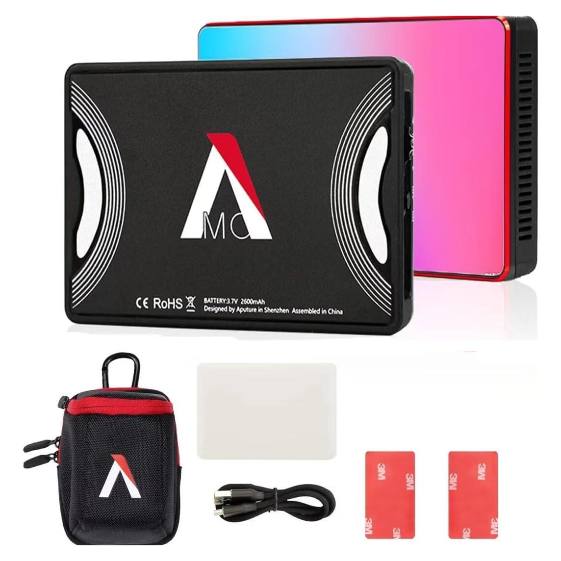 Amaran MC RGBWW LED On Camera Light Portable Photography Light TLCI/CRI 96+ RGB 0-360 Full Color 3200-6500K Adjustable 0-100% Stepless Dimming with Magnet Adsorption Function,Wireless Charging