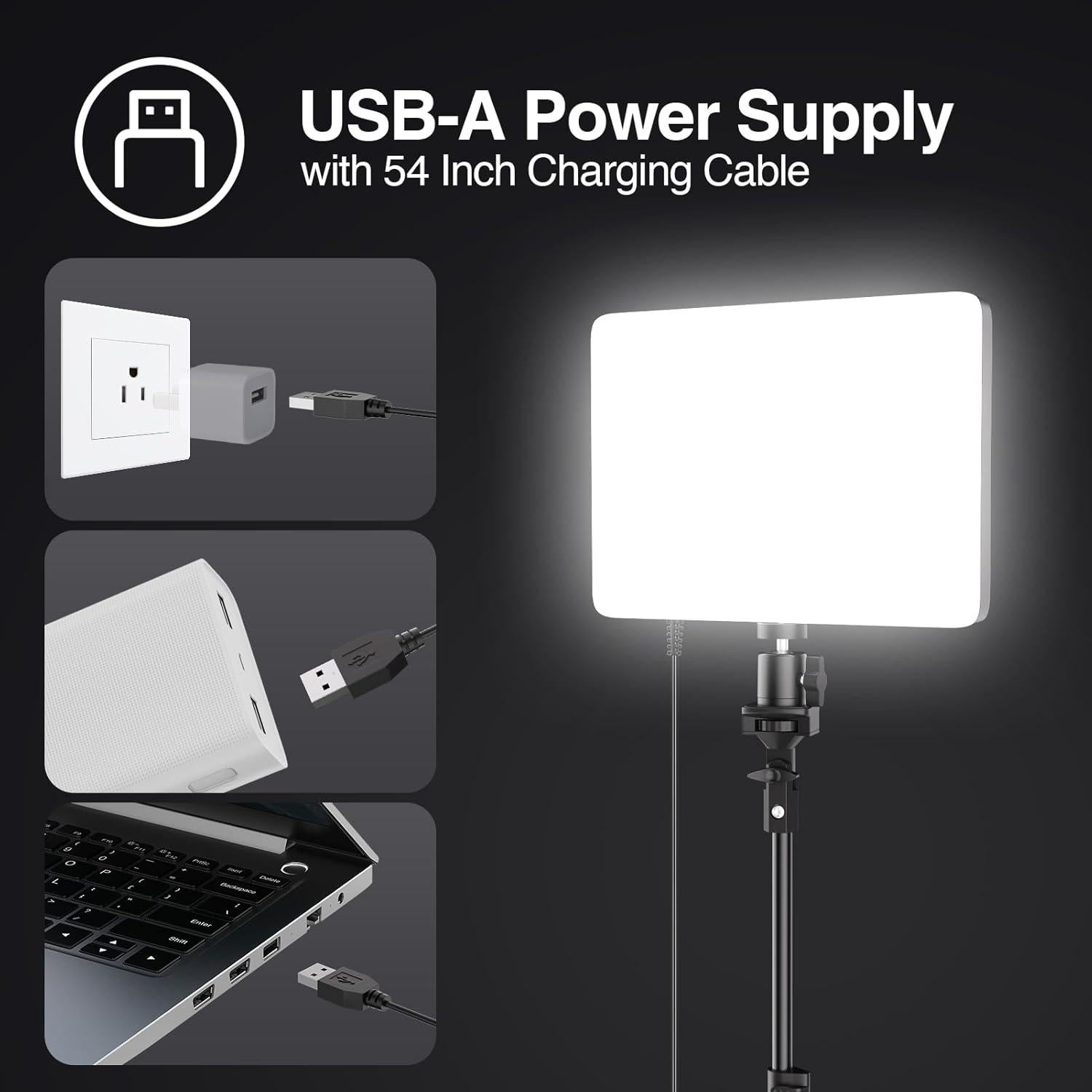 EMART LED Video Light Kit, 2-Pack 2700-6500K & 3 Colors Dimmable Lighting with Tripod Stand & Phone Holder, Filming Panel for Studio Recording, Photography, Streaming