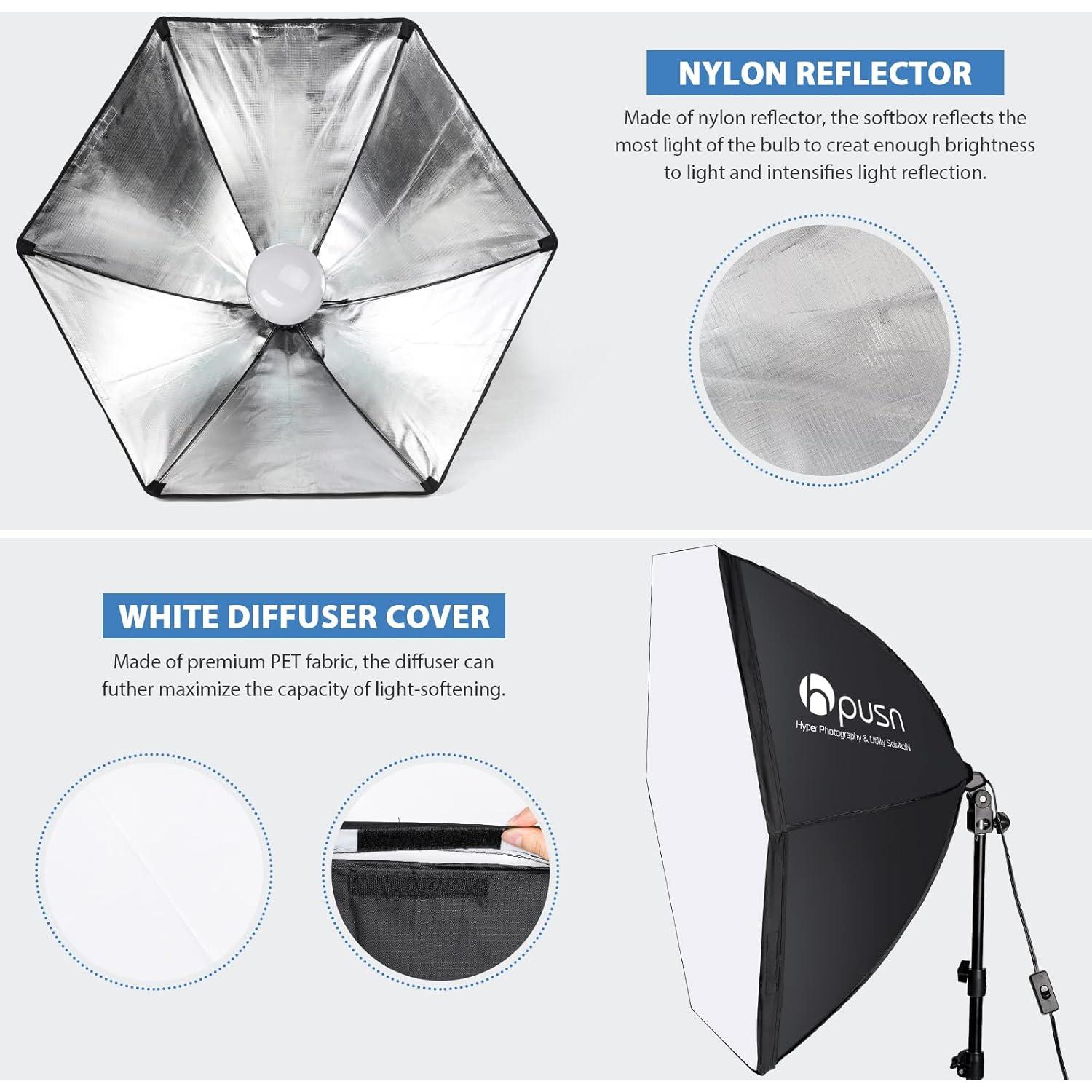 Kit de Iluminación Softbox HPUSN 30x30 cm con Bombillas 5400K